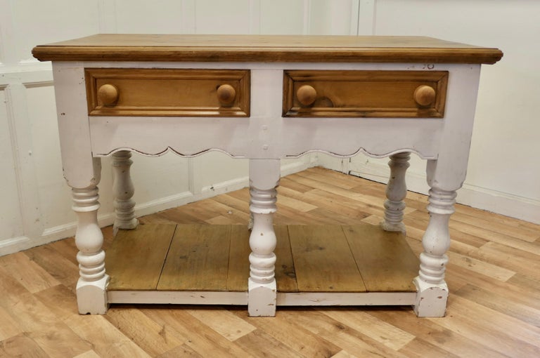Vintage Double Sided Pine Pot Board Dresser, Kitchen Island For Sale at