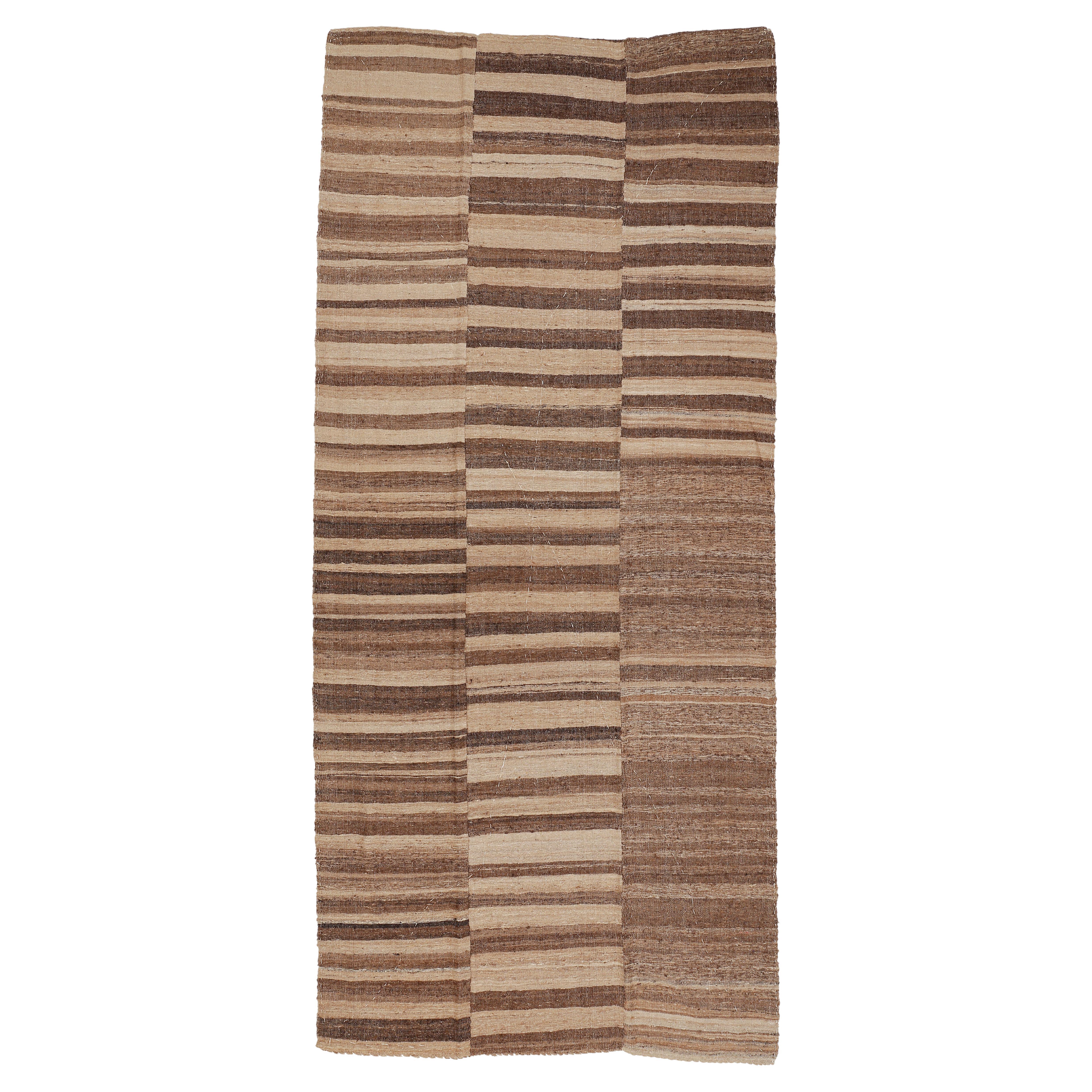 Vintage Double-Sided Quilted Kilim Rug in Natural Undyed Wool