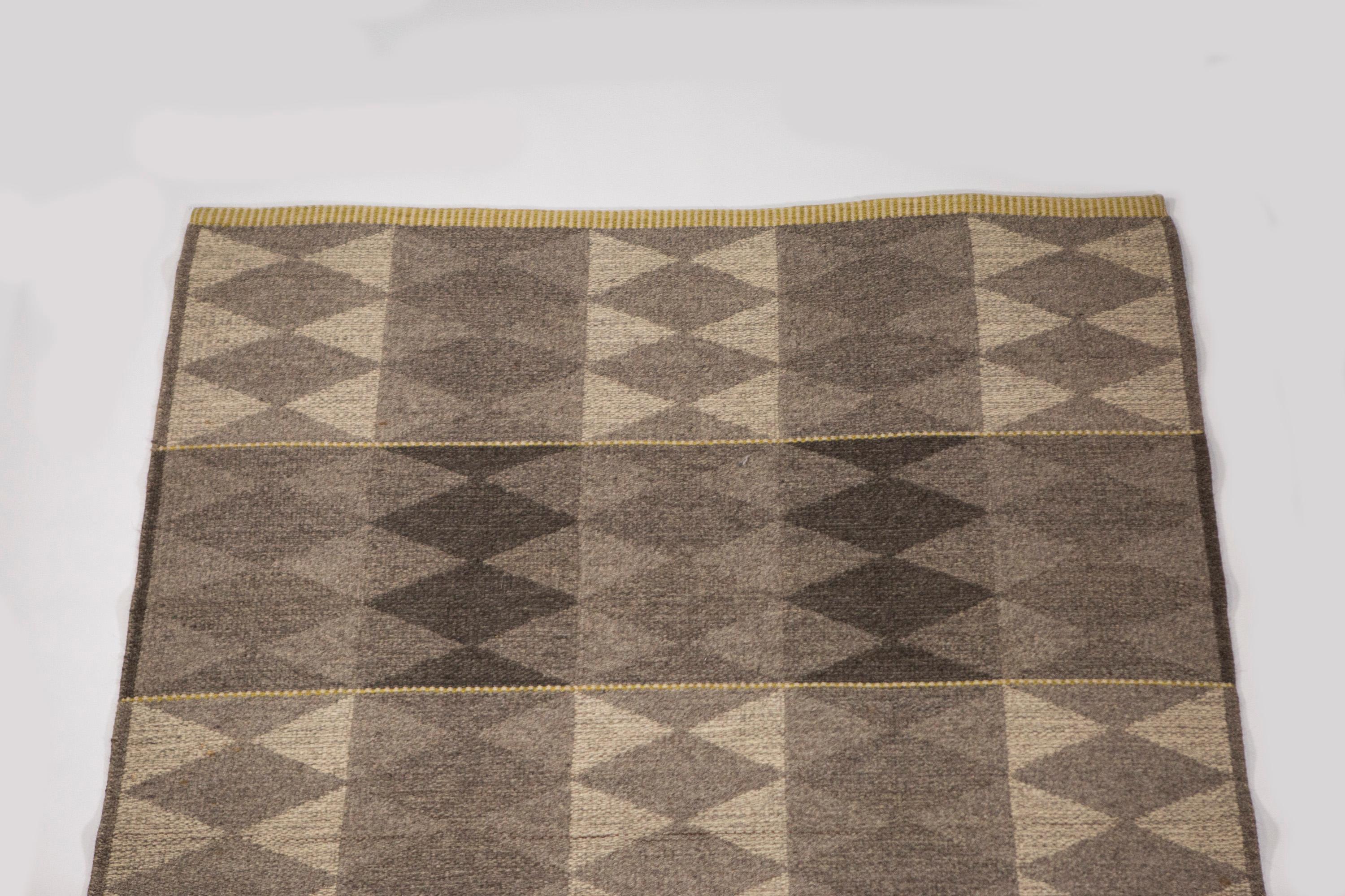 Vintage Double Sided Swedish Flat-Weave Carpet, Sweden, 1960's For Sale 4