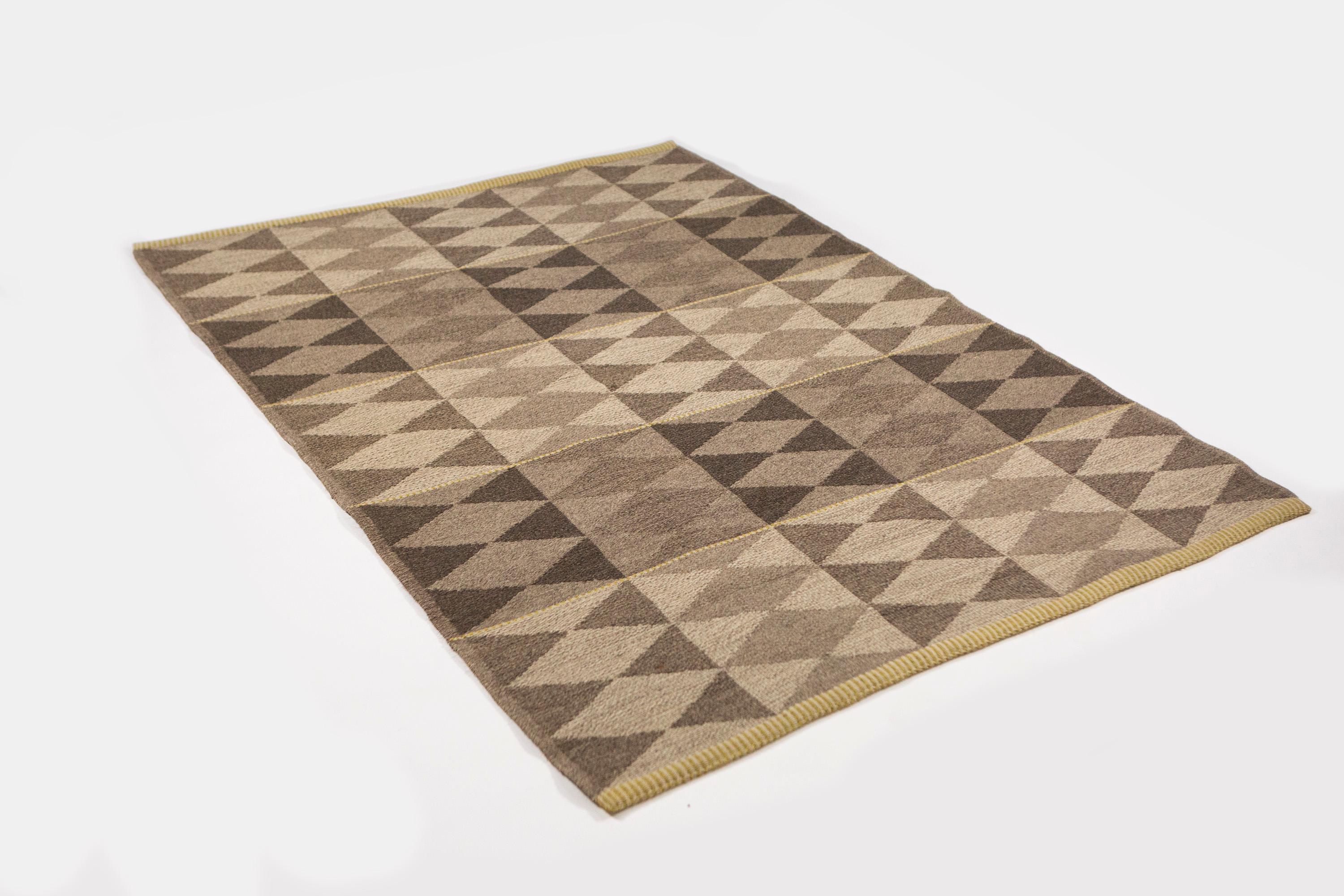 Vintage Double Sided Swedish Flat-Weave Carpet, Sweden, 1960's For Sale 7