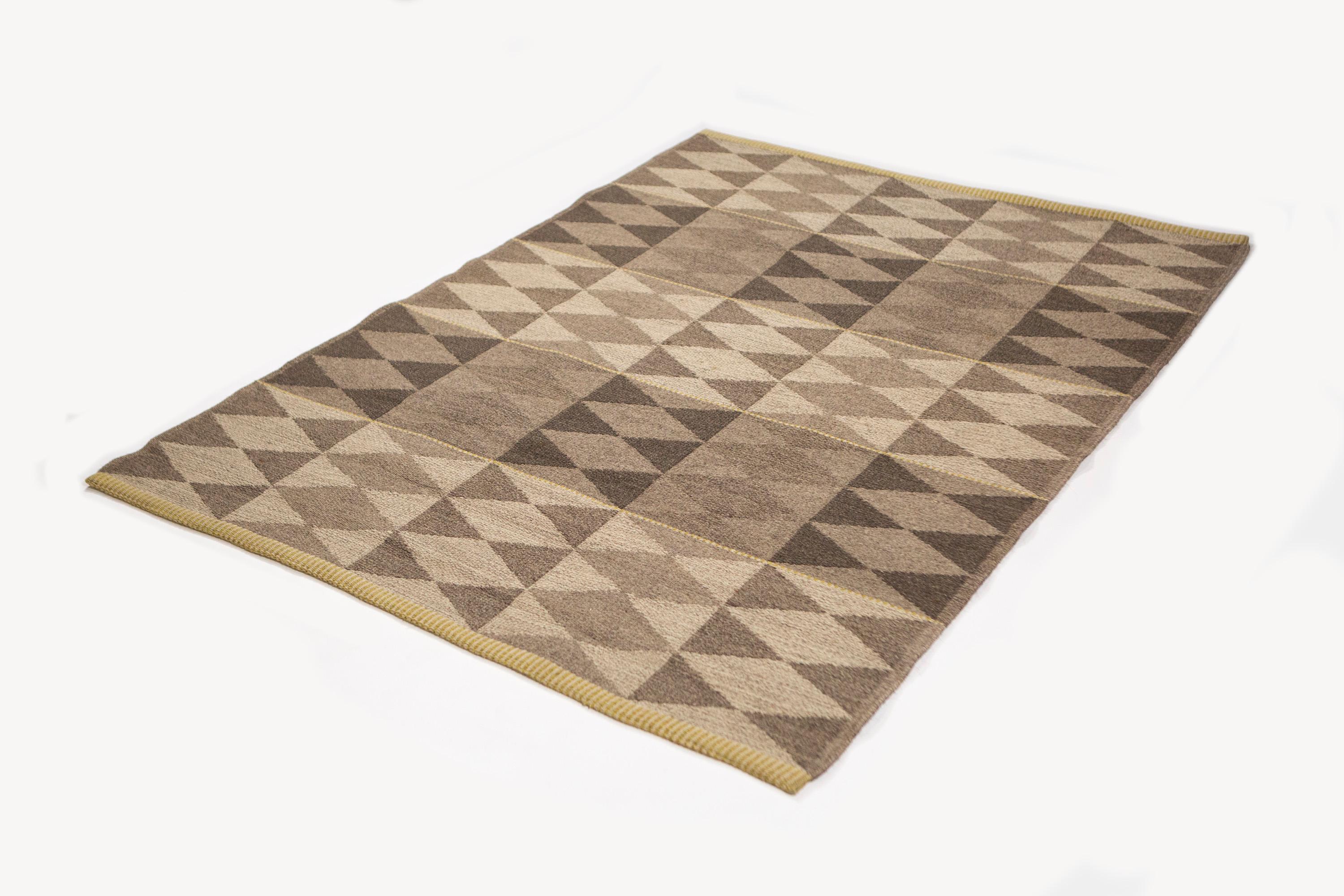 Vintage Double Sided Swedish Flat-Weave Carpet, Sweden, 1960's For Sale 8