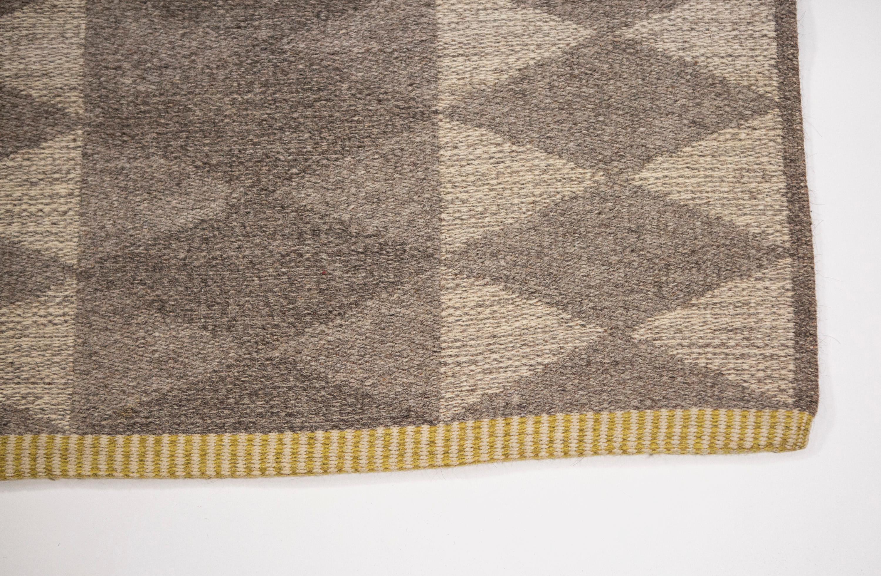 Wool Vintage Double Sided Swedish Flat-Weave Carpet, Sweden, 1960's For Sale