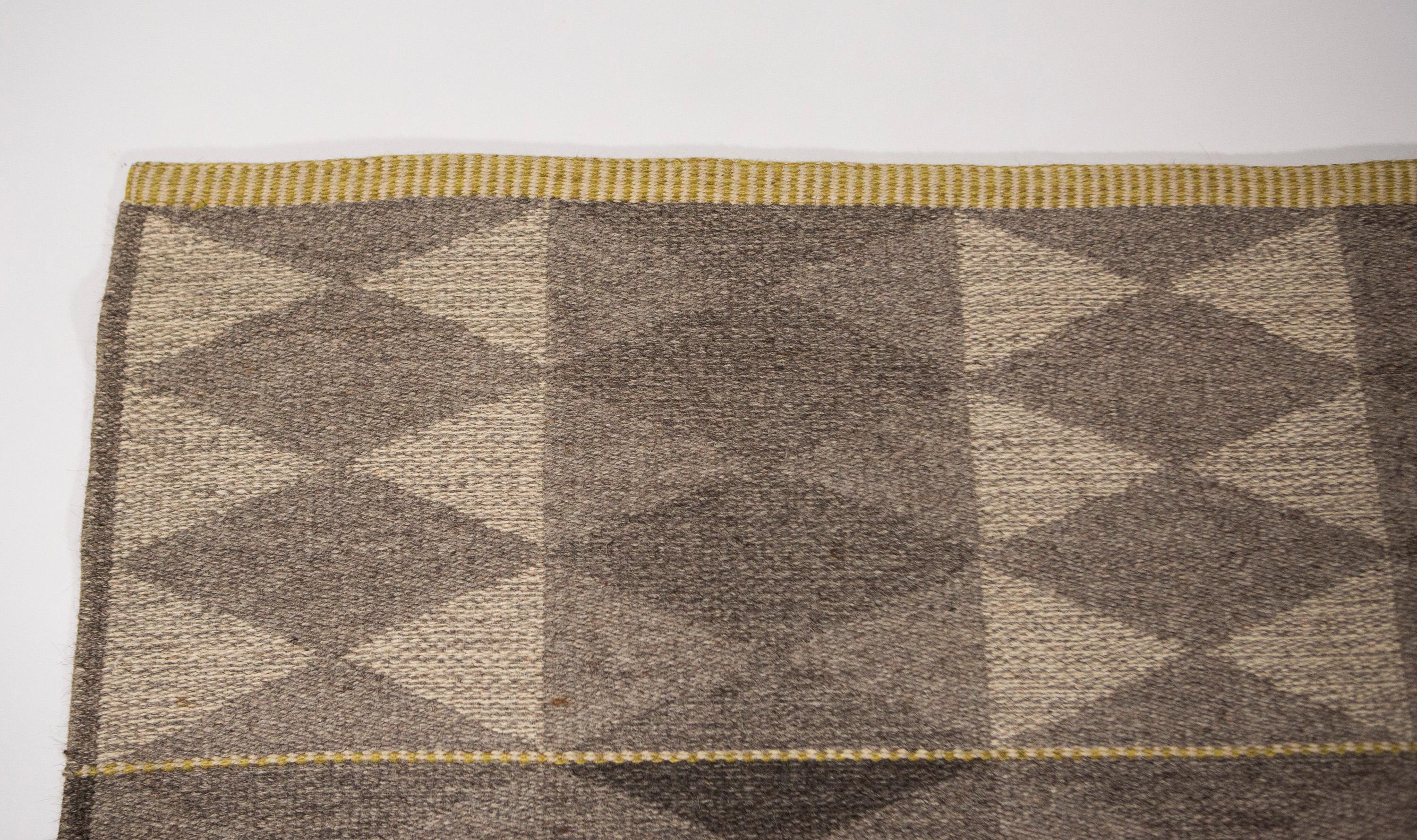 Vintage Double Sided Swedish Flat-Weave Carpet, Sweden, 1960's For Sale 1