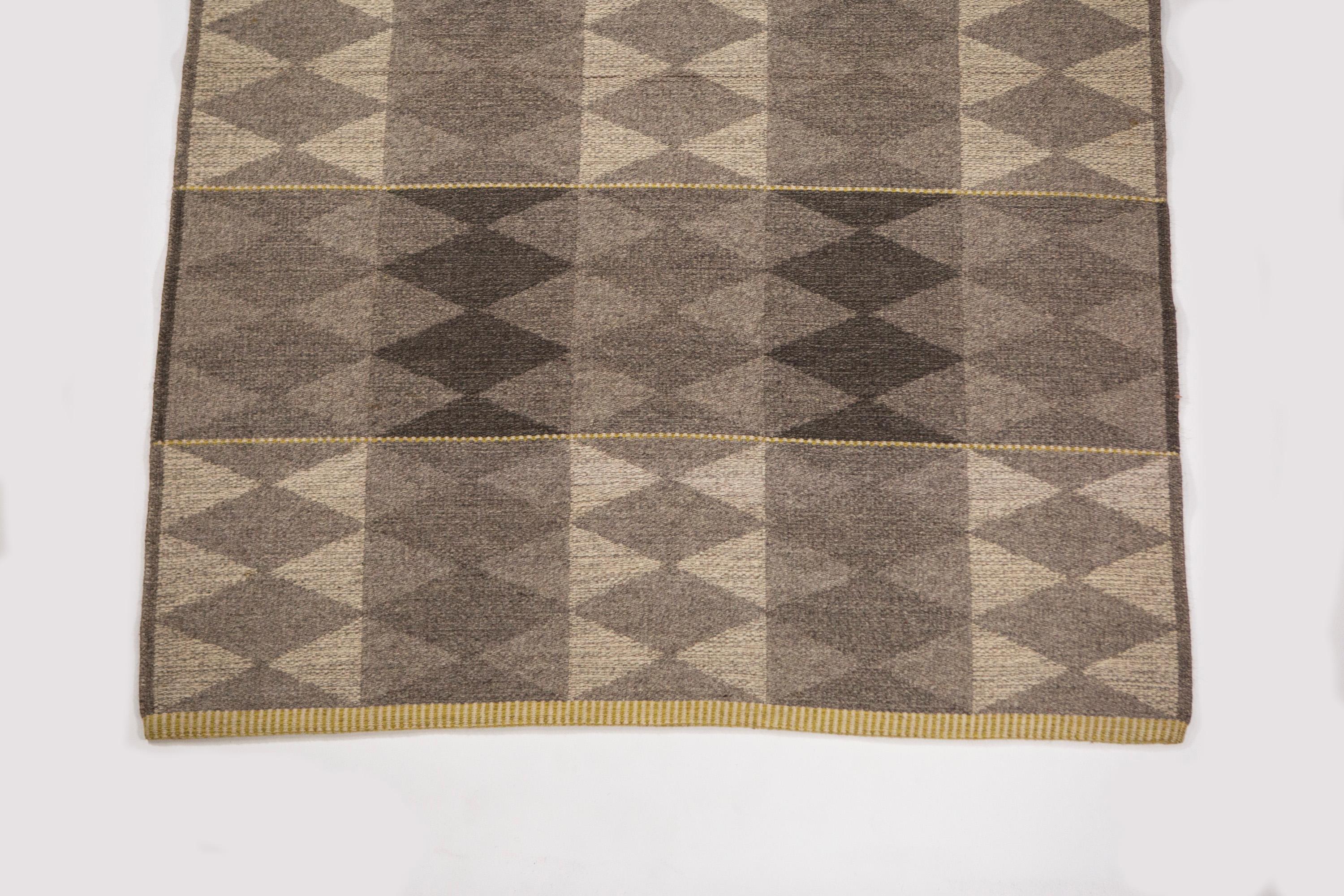 Vintage Double Sided Swedish Flat-Weave Carpet, Sweden, 1960's For Sale 3