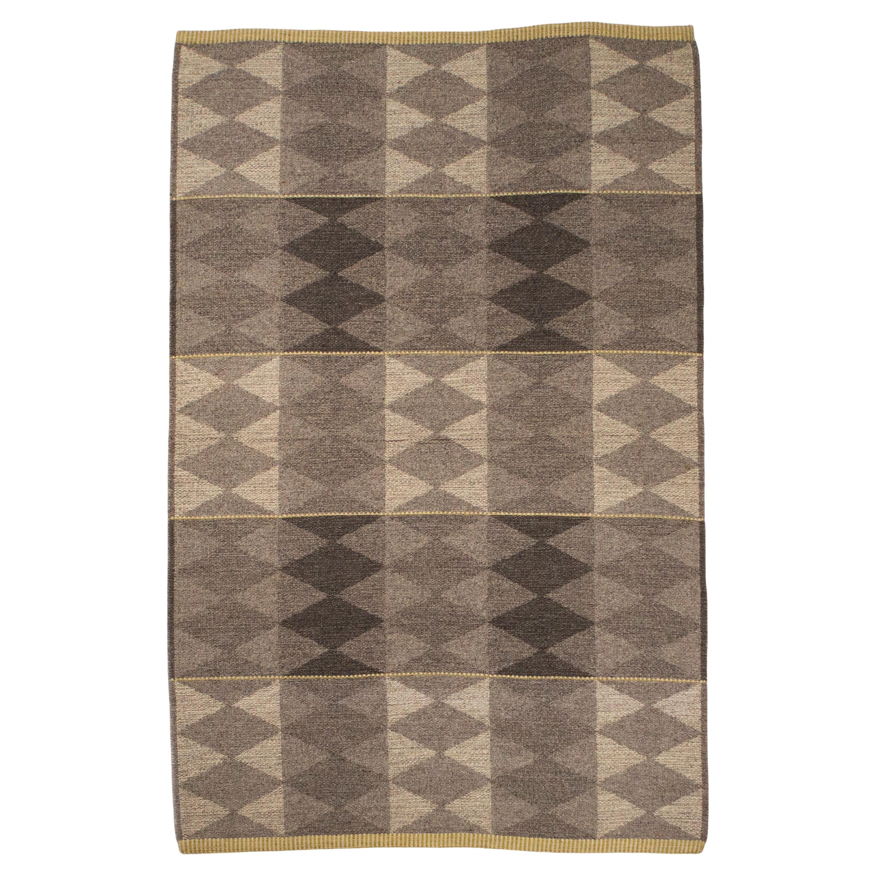 Vintage Double Sided Swedish Flat-Weave Carpet, Sweden, 1960's For Sale