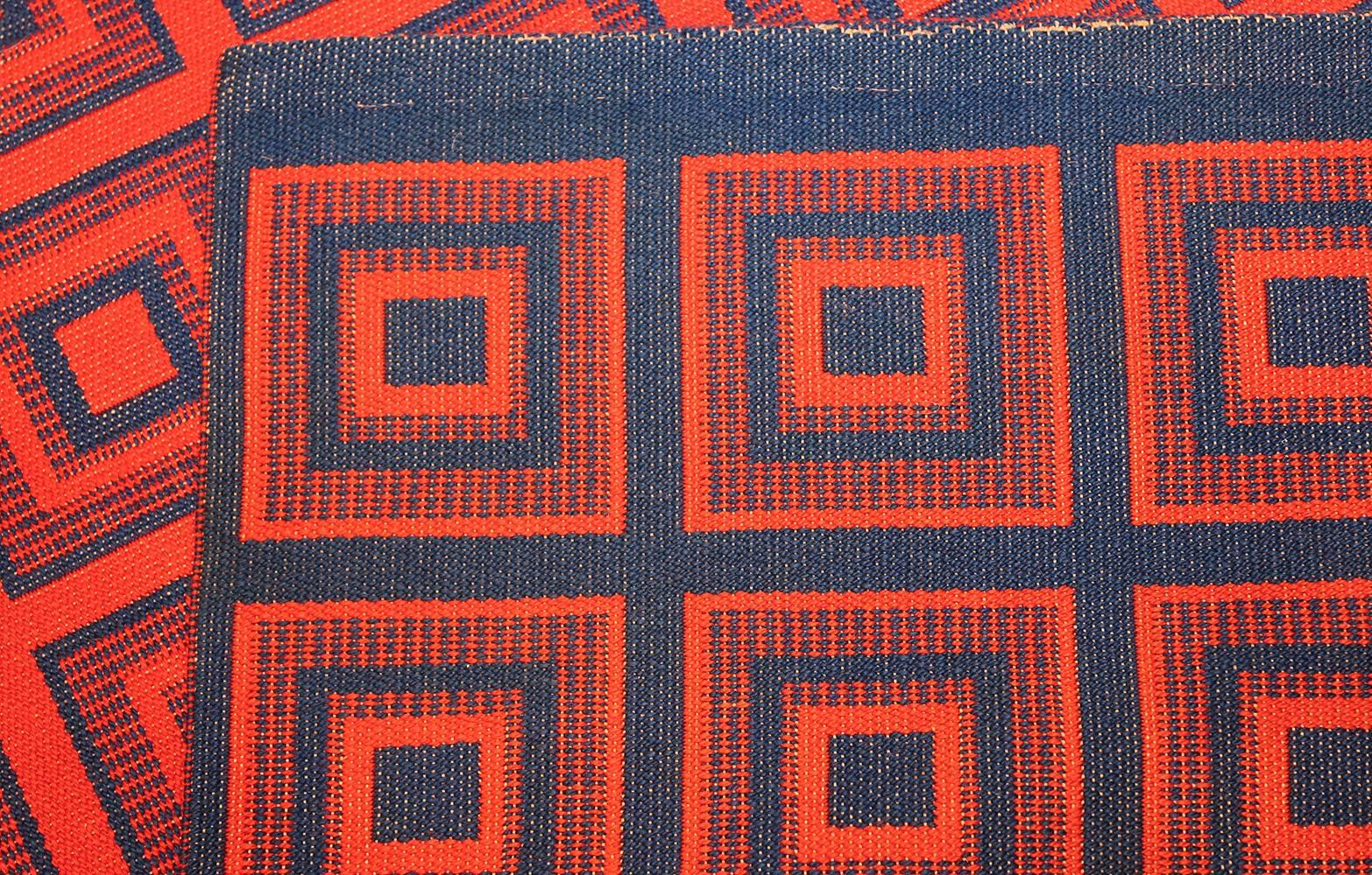 Artistic Vintage Square Design Double Sided Swedish Kilim 5' x 7'8