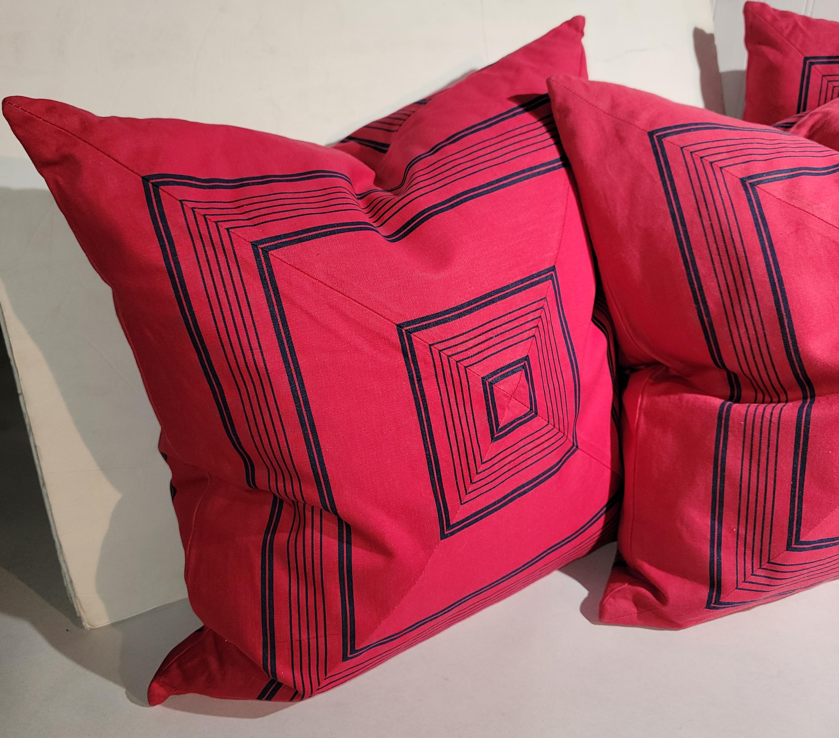 Adirondack Vintage Double Sided Ticking Pillows-Collection of Three For Sale
