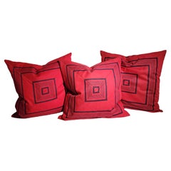 Almohadas vintage de doble cara de ticking-Colección de tres