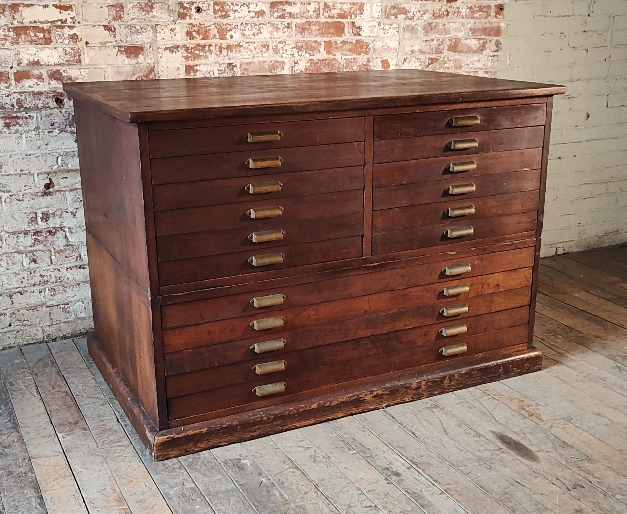 Vintage Blueprint / Map / Flat File Cabinet with 17 Drawers

Overall Dimensions: 33 1/4