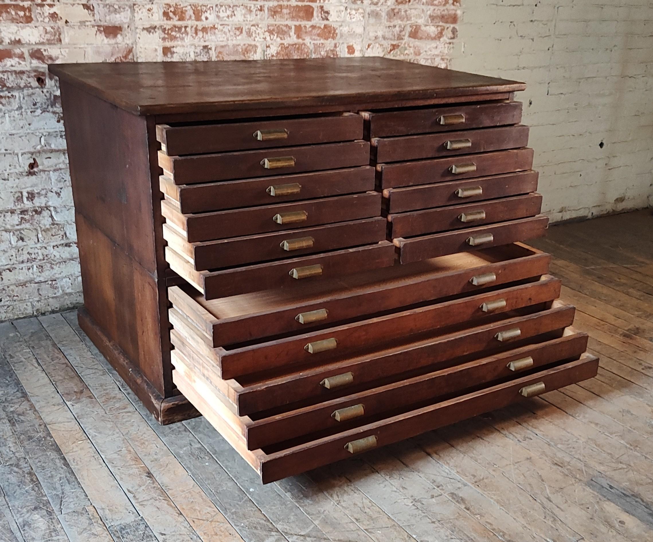 Vintage Double Stack Flat File with Brass Handles 1