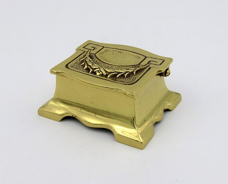 Vintage Double Stamp Box in Solid Brass with Hinged Lid at 1stDibs