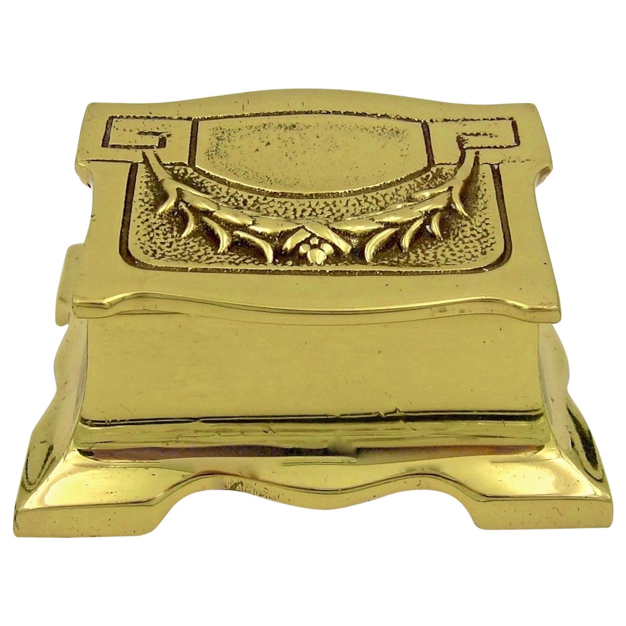 Vintage Double Stamp Box in Solid Brass with Hinged Lid