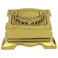 brass stamp holder Vintage Double Stamp Box in Solid Brass with Hinged Lid