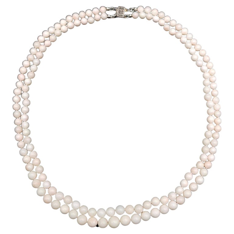 Collier Double Rangs En Corail Naturel Rouge - Monture Argent Sterling - Occasion Bon état