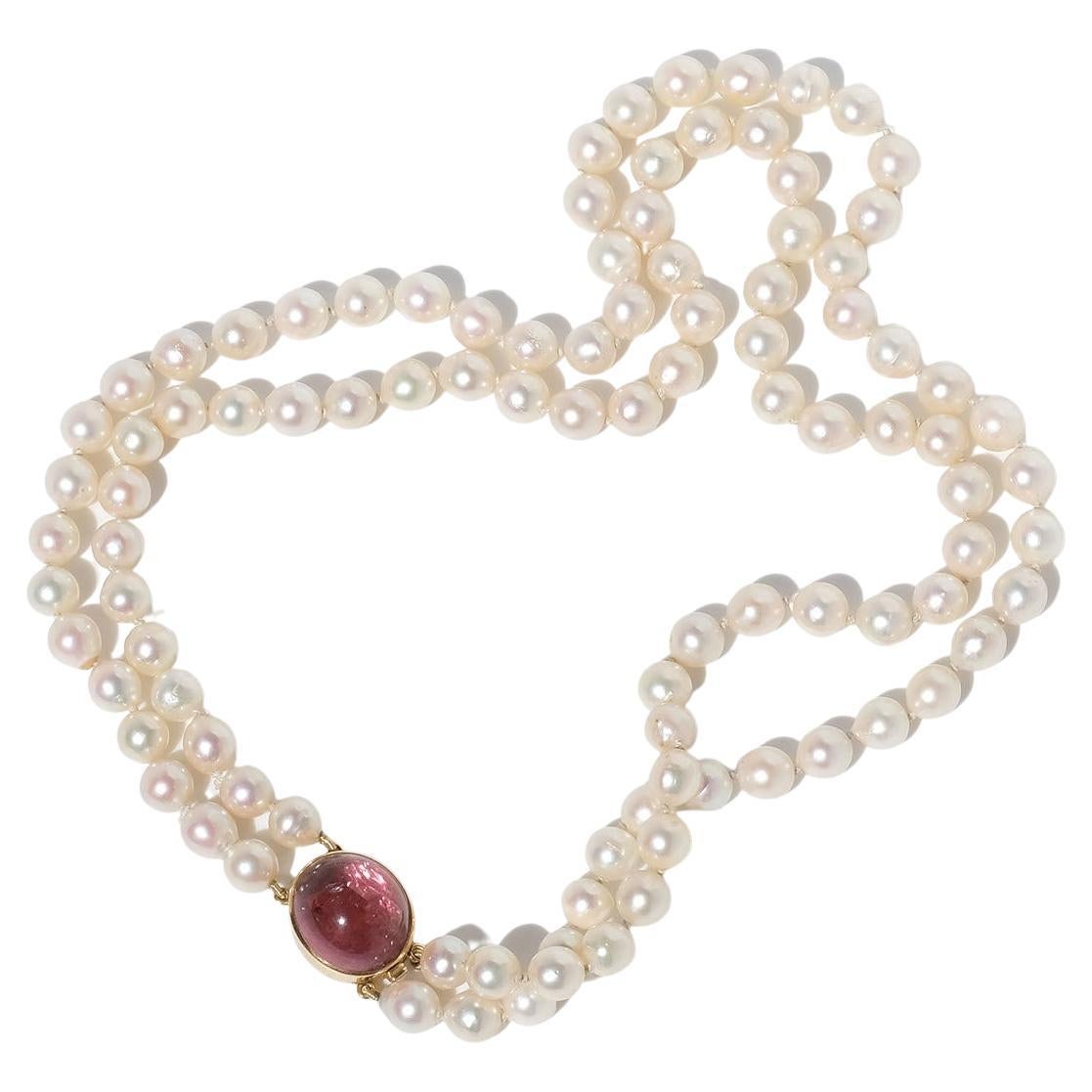 Vintage Double Strand Pearl Necklace by Master Rey Urban Made Year 1956 For Sale