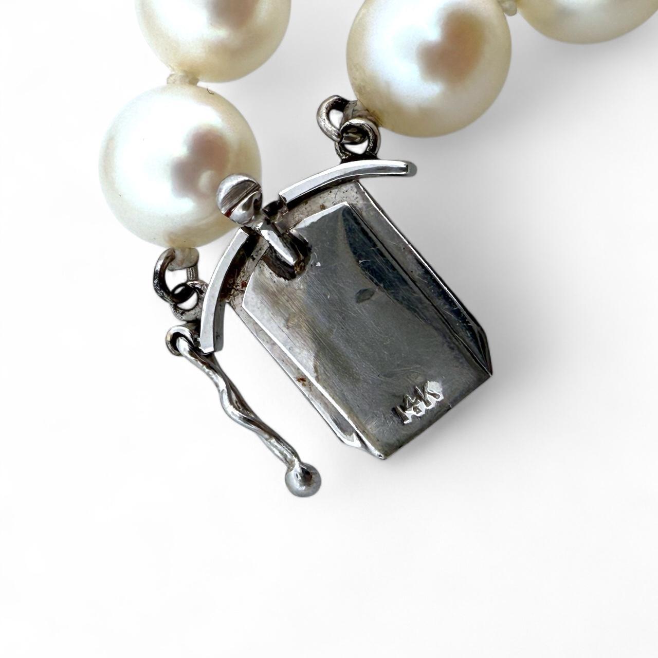 Collana di perle d'epoca a doppio filo Chiusura con diamanti in oro bianco 4