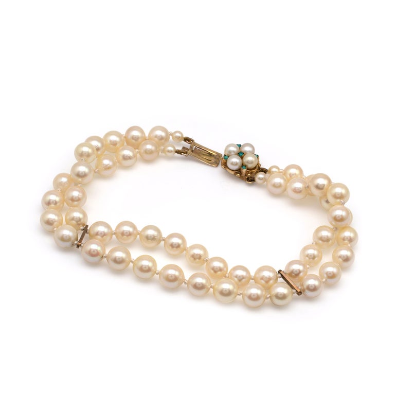 Double strand pearl bracelet gold clasp Clearance