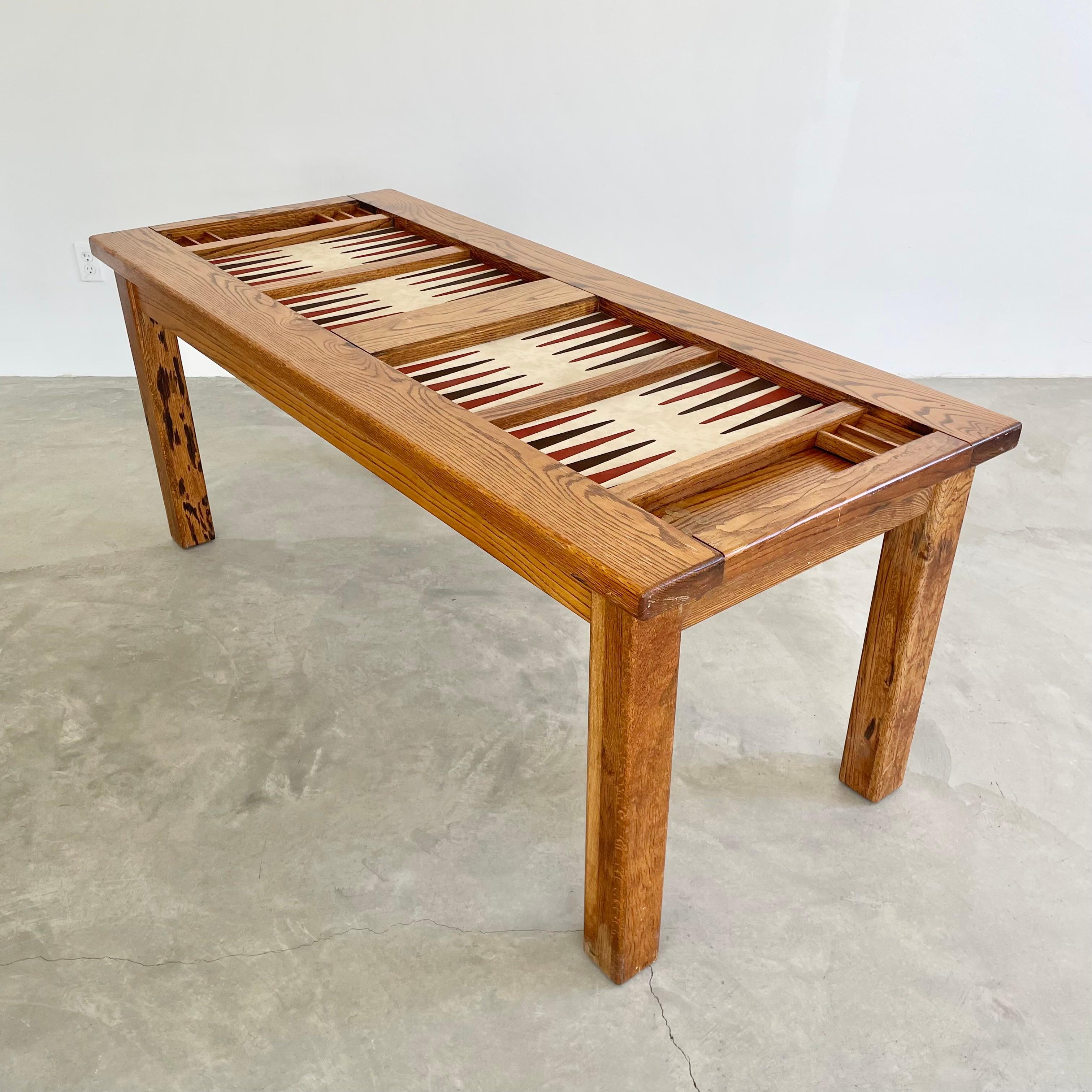Doppelter Backgammon-Tisch aus Eiche und Wildleder, 1980er Jahre, USA im Angebot 4