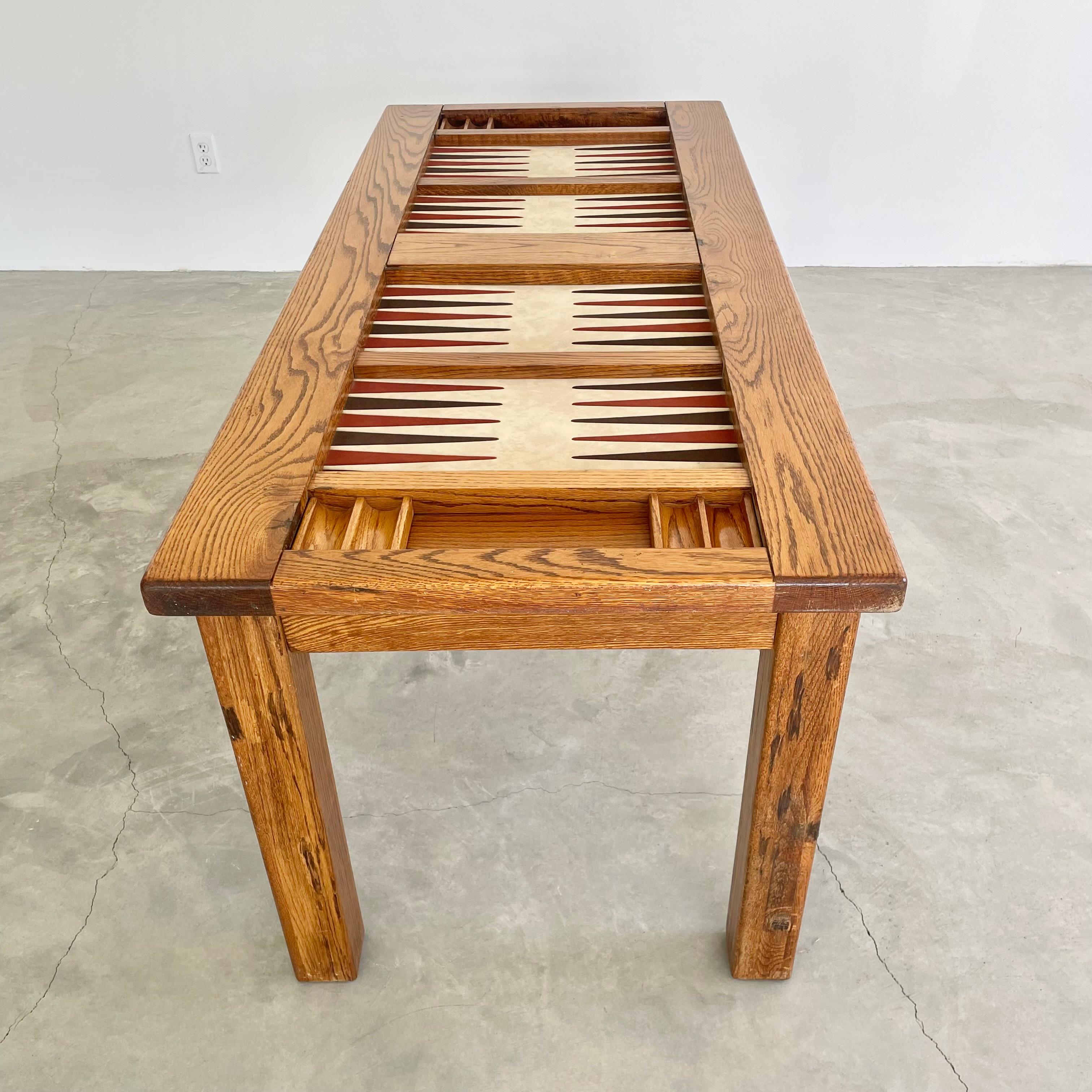 Doppelter Backgammon-Tisch aus Eiche und Wildleder, 1980er Jahre, USA im Angebot 6