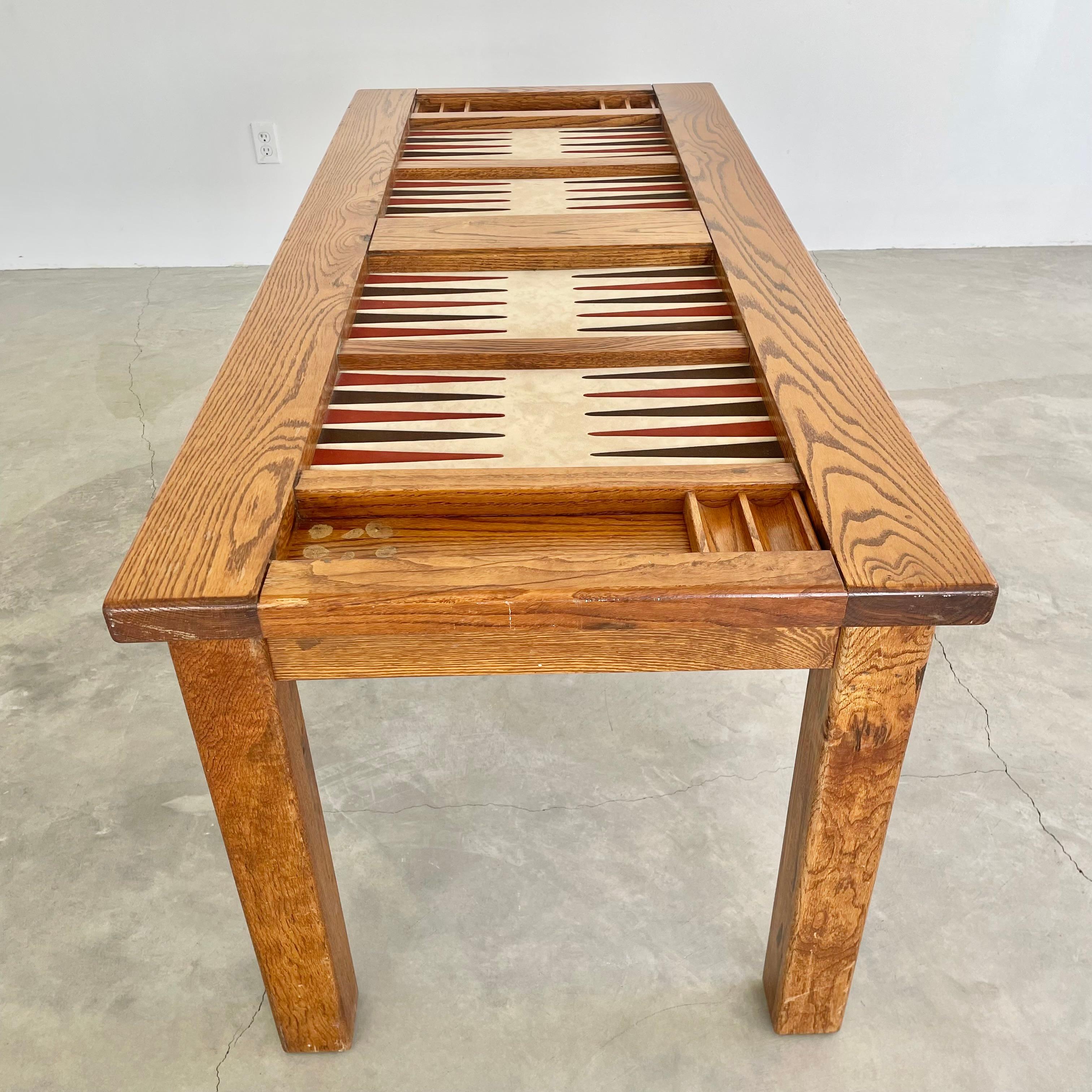 Doppelter Backgammon-Tisch aus Eiche und Wildleder, 1980er Jahre, USA (amerikanisch) im Angebot