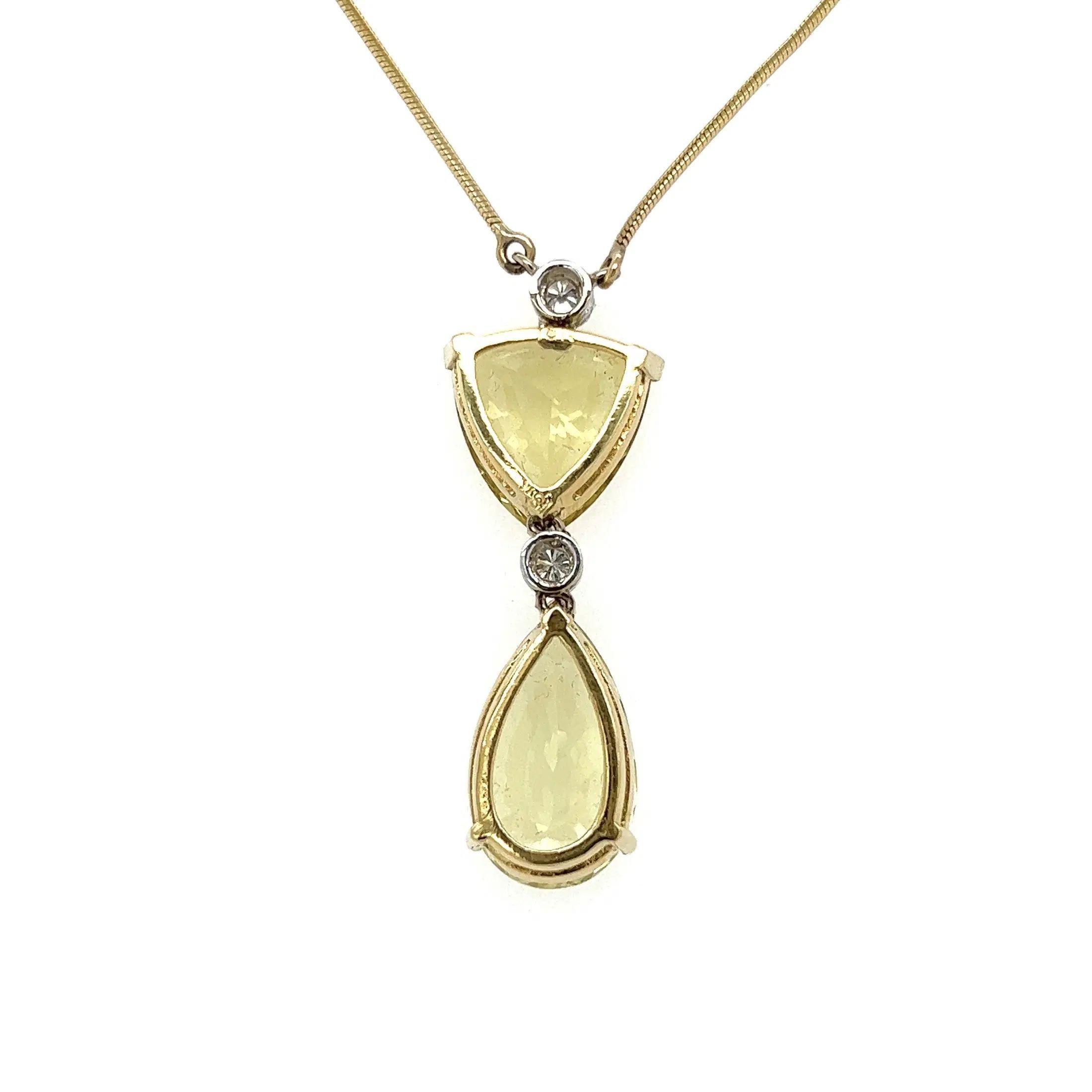 Vintage Double Yellow Beryll und Diamant Gold Drop Halskette im Zustand „Hervorragend“ im Angebot in Montreal, QC