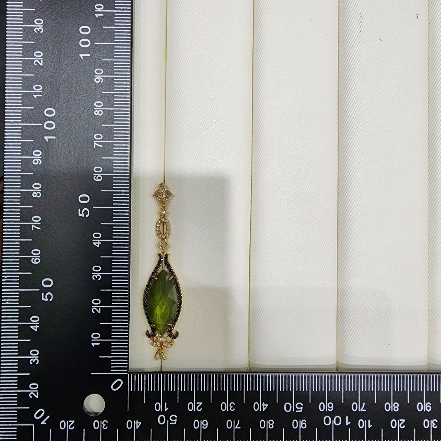 Vintage-Ohrring mit 9,57 Karat Turmalin und Bergkristall-Diamant, 18 Karat im Angebot 1