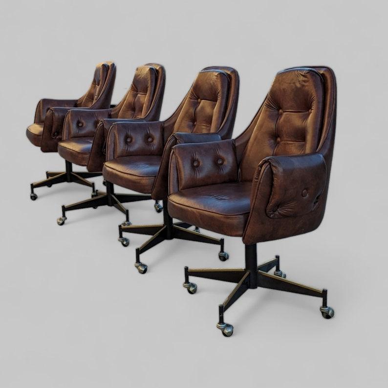 Mid-Century Modern Vintage Douglas Furniture Co. Dining Chairs, Set of Four, Mid Century, Pleather For Sale