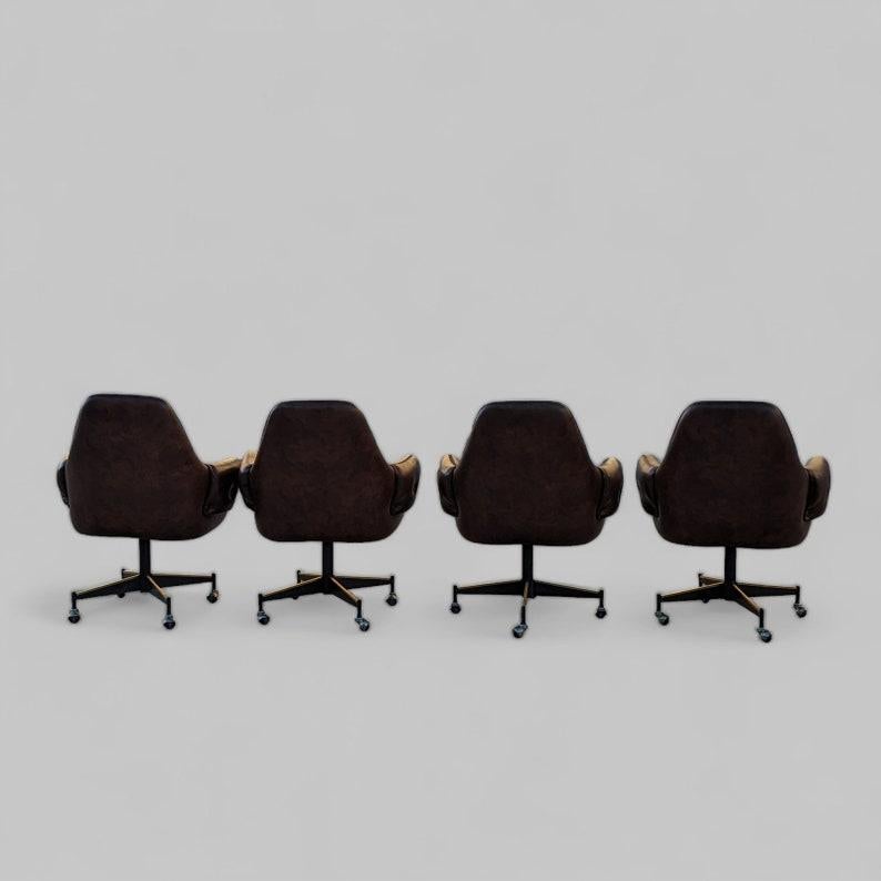 American Vintage Douglas Furniture Co. Dining Chairs, Set of Four, Mid Century, Pleather For Sale