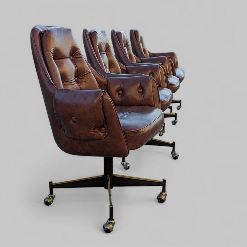 20th Century Vintage Douglas Furniture Co. Dining Chairs, Set of Four, Mid Century, Pleather For Sale