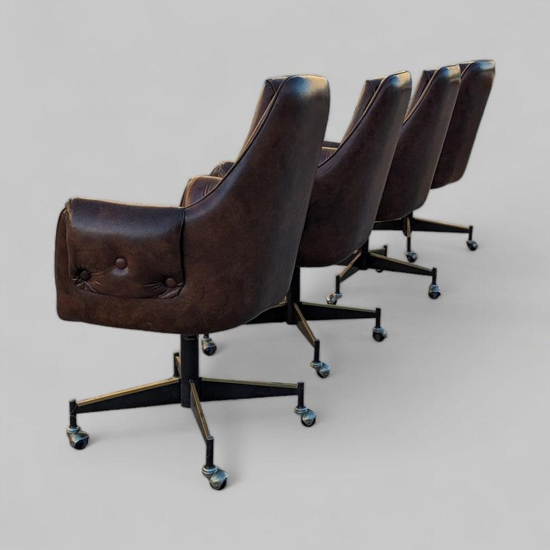 Faux Leather Vintage Douglas Furniture Co. Dining Chairs, Set of Four, Mid Century, Pleather For Sale