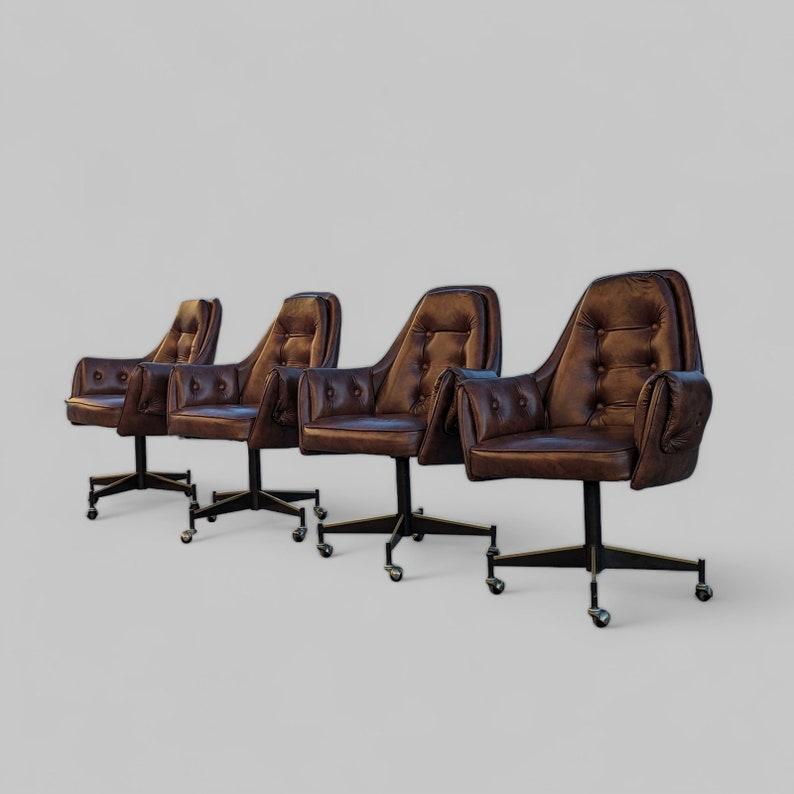 Vintage Douglas Furniture Co. Dining Chairs, Set of Four, Mid Century, Pleather For Sale 1