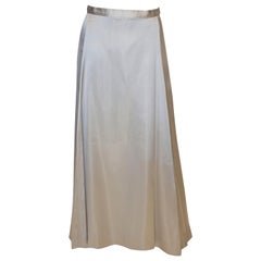 Retro Dove Grey Satin Long Skirt