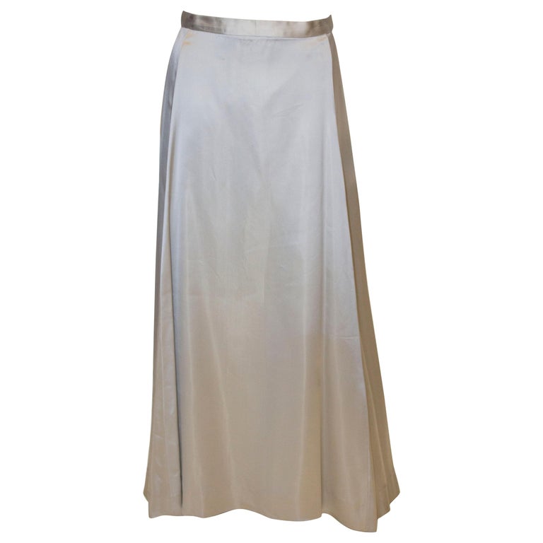 Vintage Dove Grey Satin Long Skirt For Sale at 1stDibs