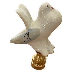 Puntale per lampada vintage in porcellana a forma di colomba