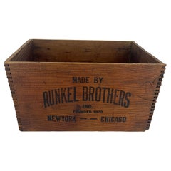 Vintage Dovetail Wooden Runkel Chocolate Box Crate, circa 1930's
