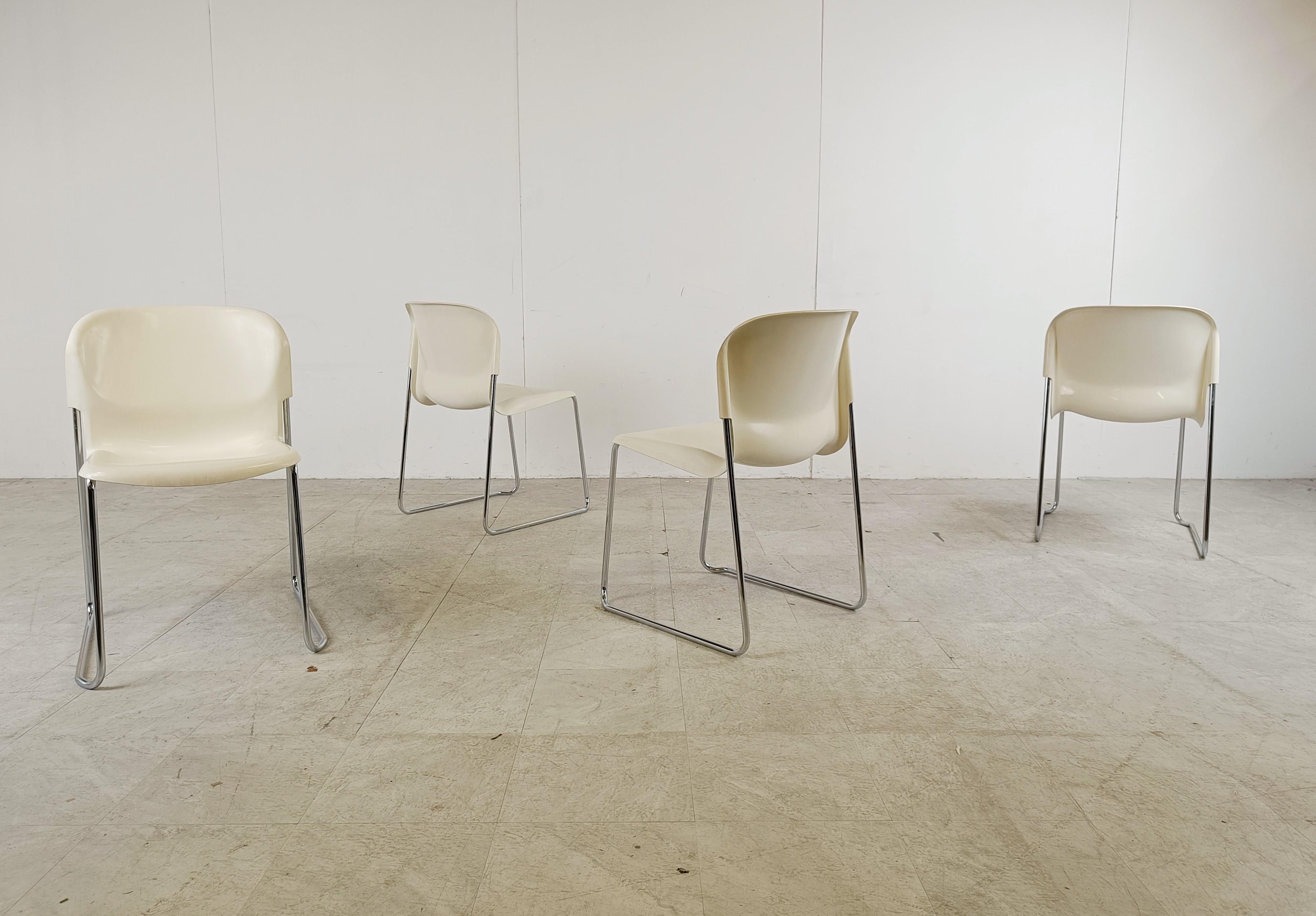 Metal Vintage Drabert SM400 stacking chairs by Gerd Lange, 1980s For Sale