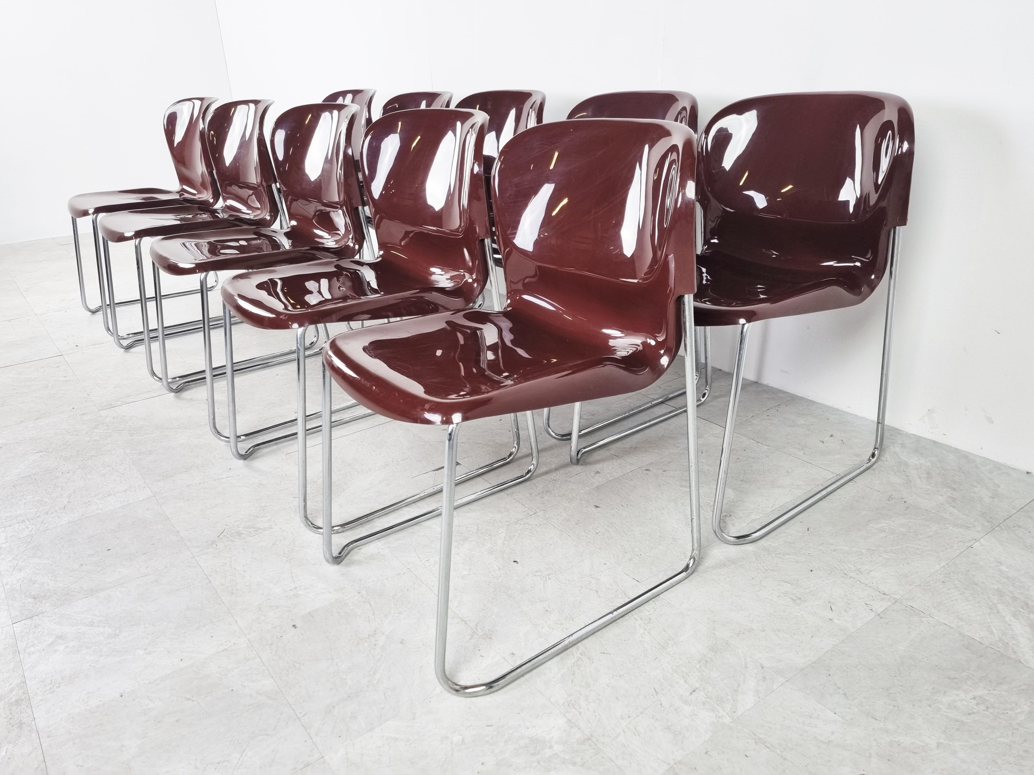 Chrome Vintage Drabert SM400 Stacking Chairs by Gerd Lange, 1980s, Set of 10