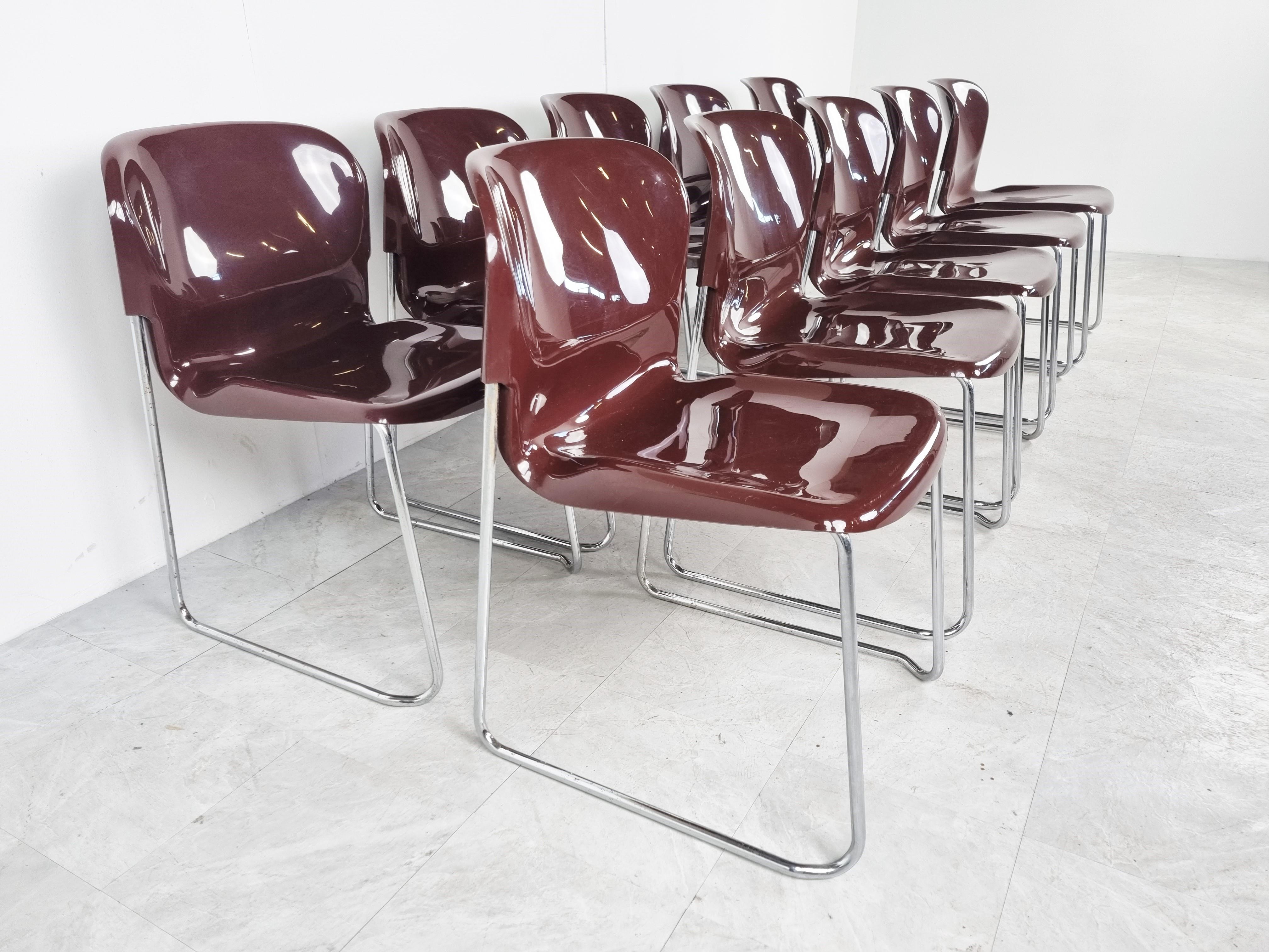 Vintage Drabert SM400 Stacking Chairs by Gerd Lange, 1980s, Set of 10 1