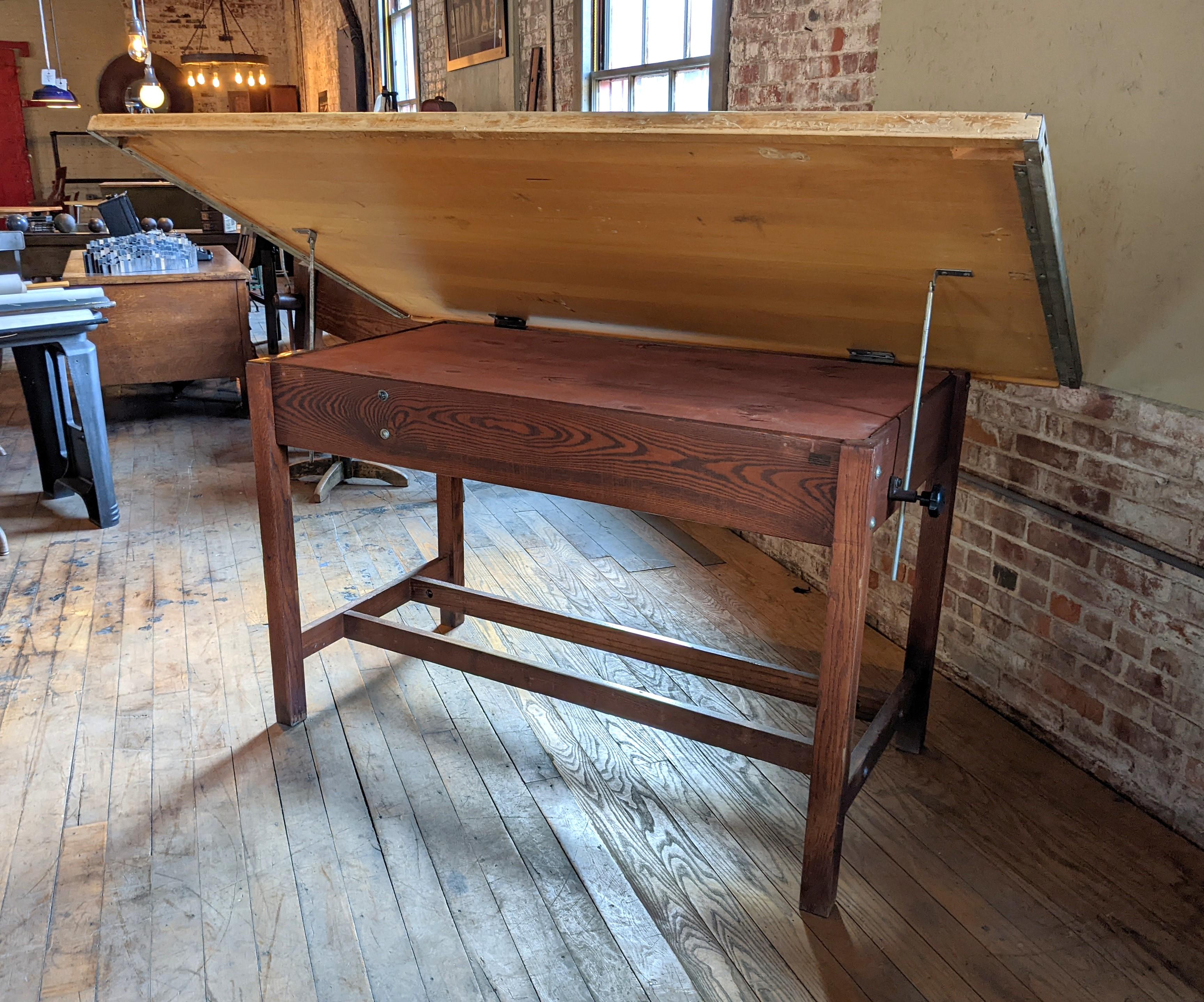 Oak Vintage Drafting Table / Desk For Sale