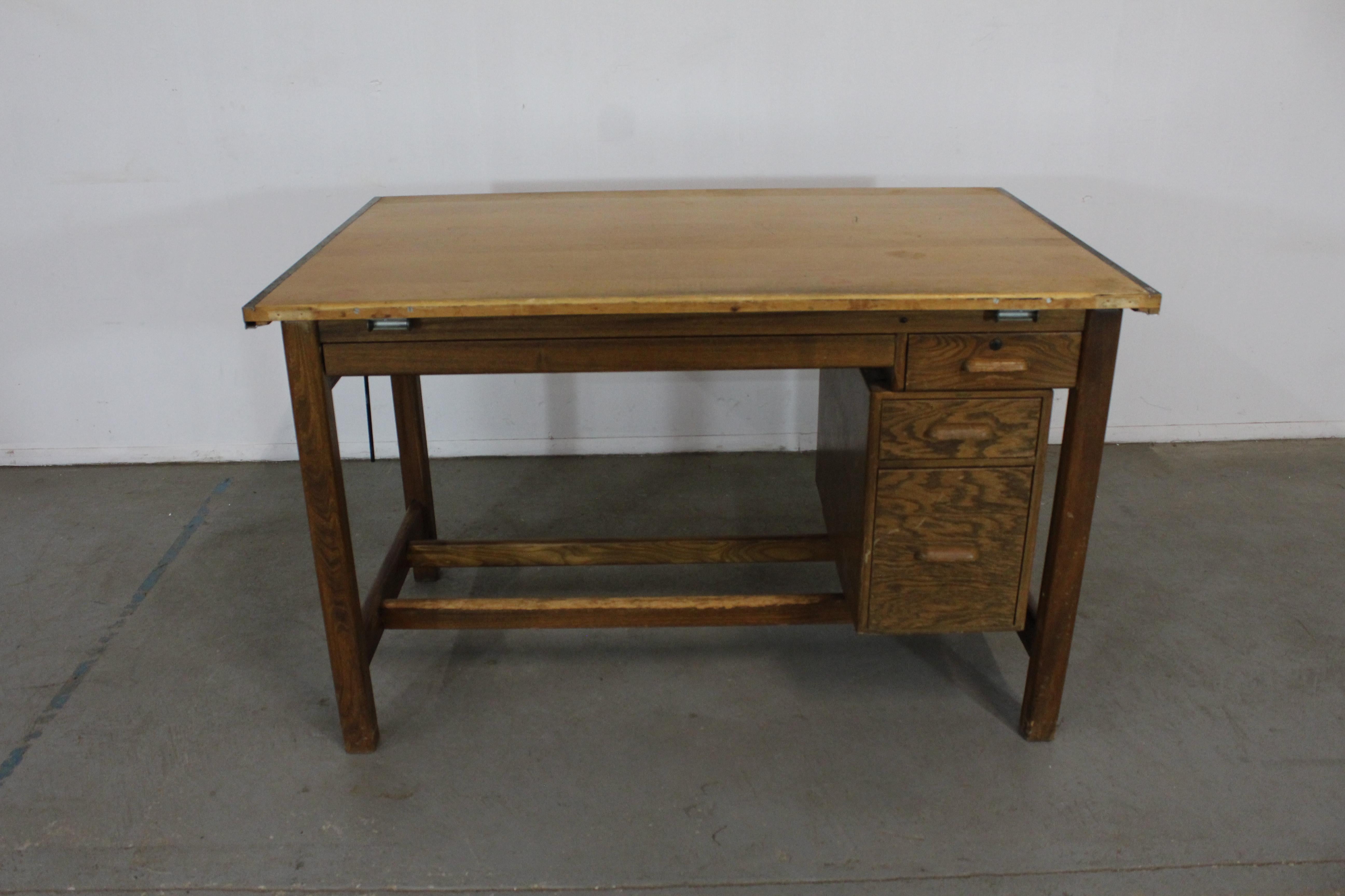 Vintage Drafting Table Industrial Adjustable Wood Drafting Table Desk 6