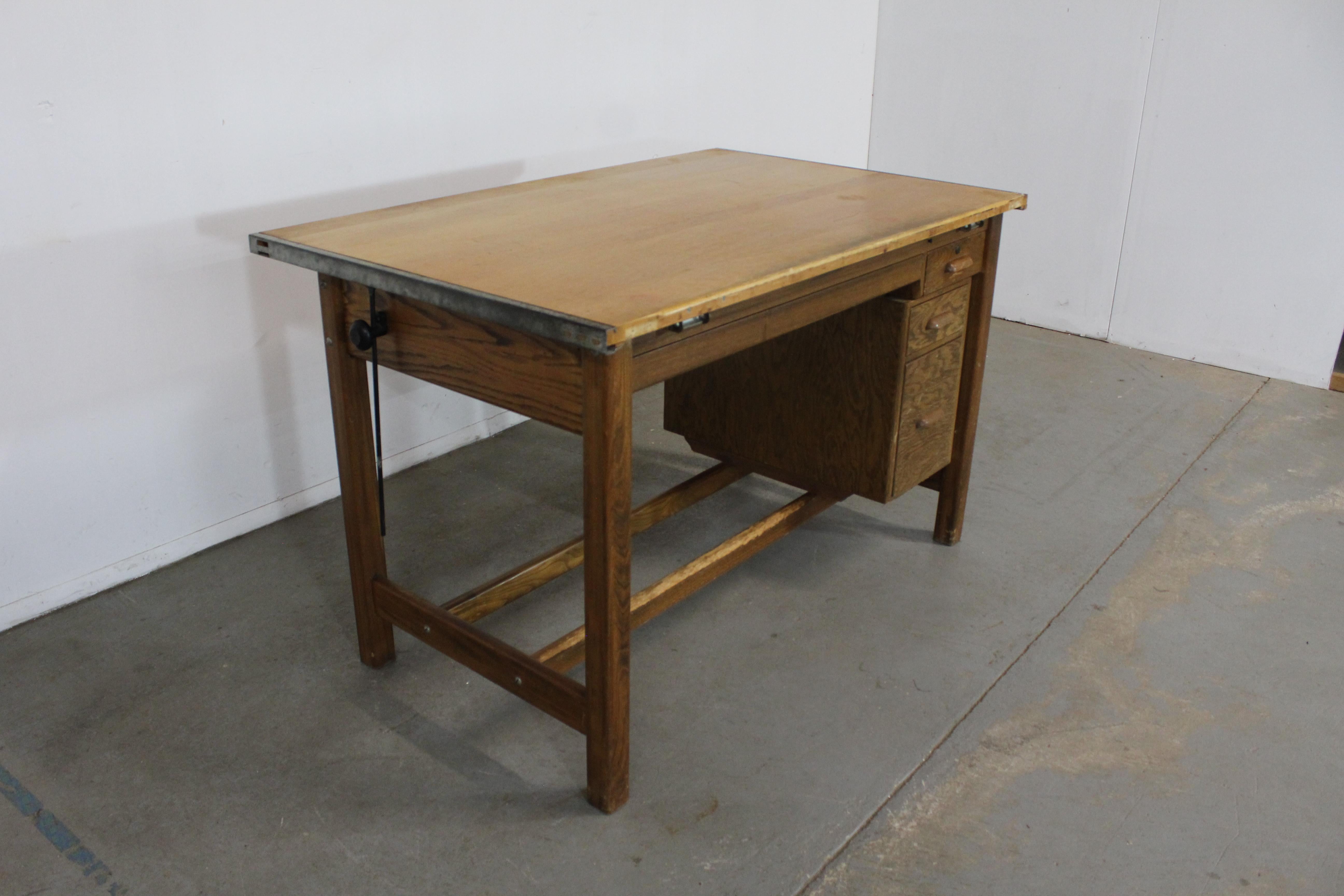 Vintage Drafting Table Industrial Adjustable Wood Drafting Table Desk 7
