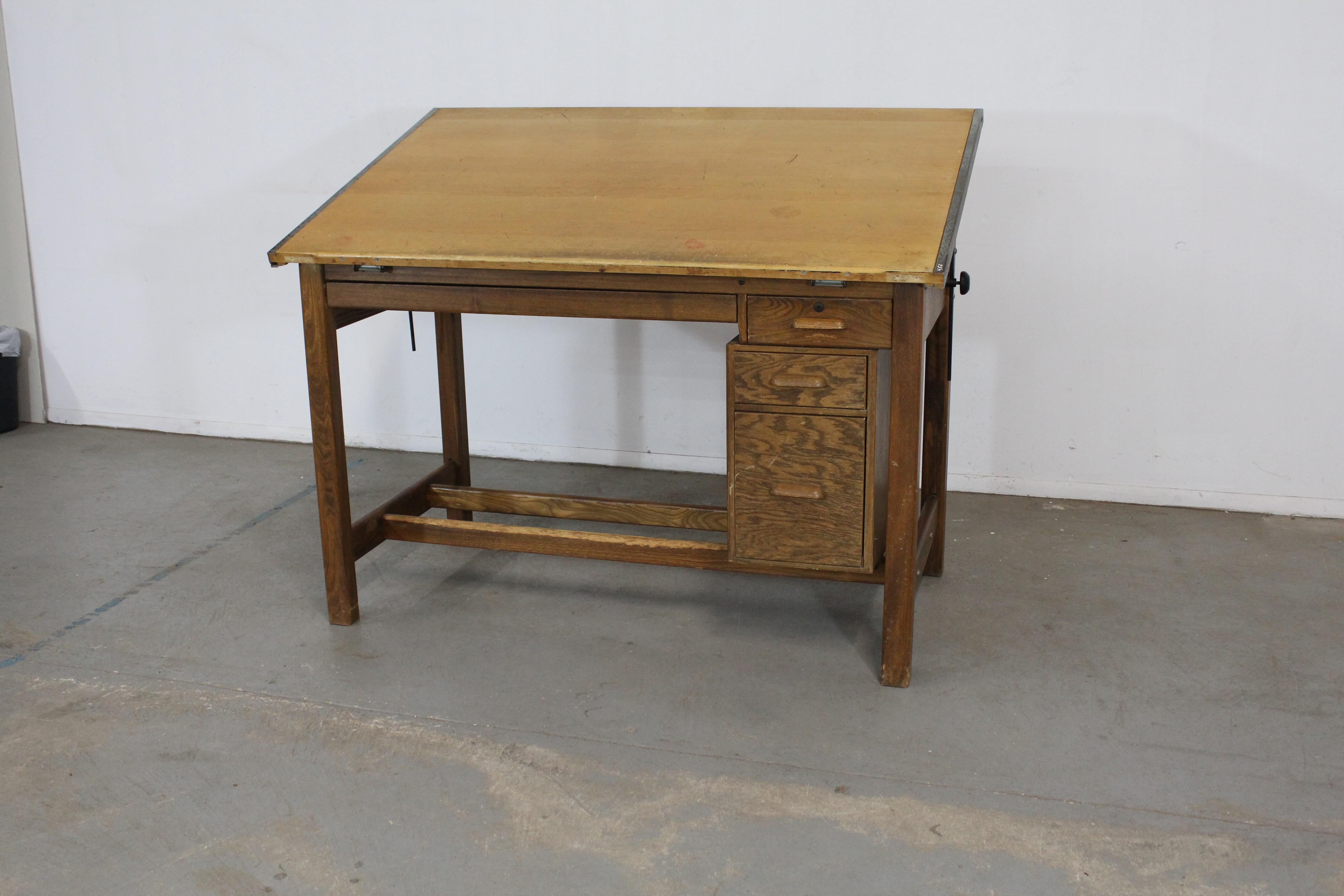 vintage drafting table with drawers