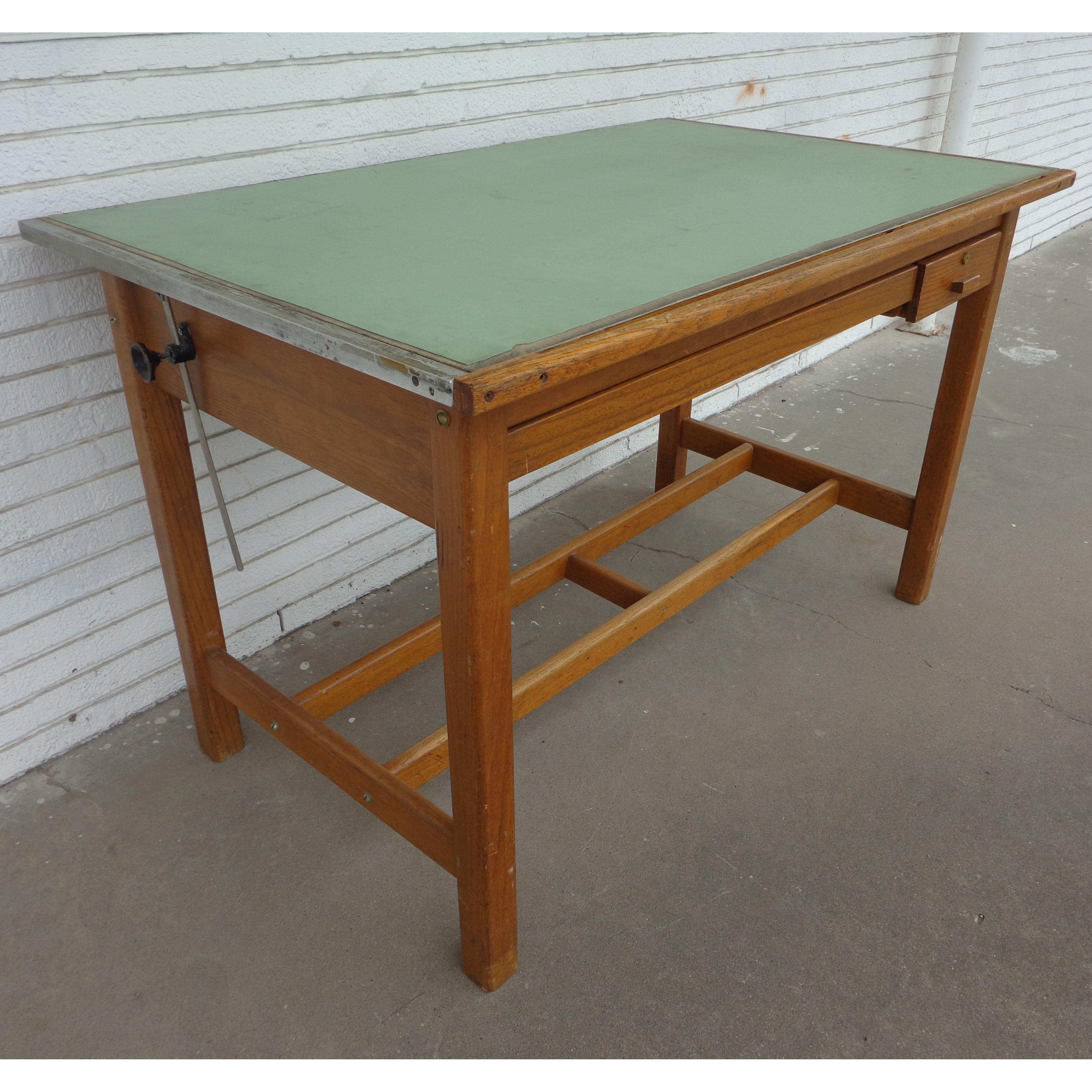 Oak Vintage Drafting Table Standing Desk