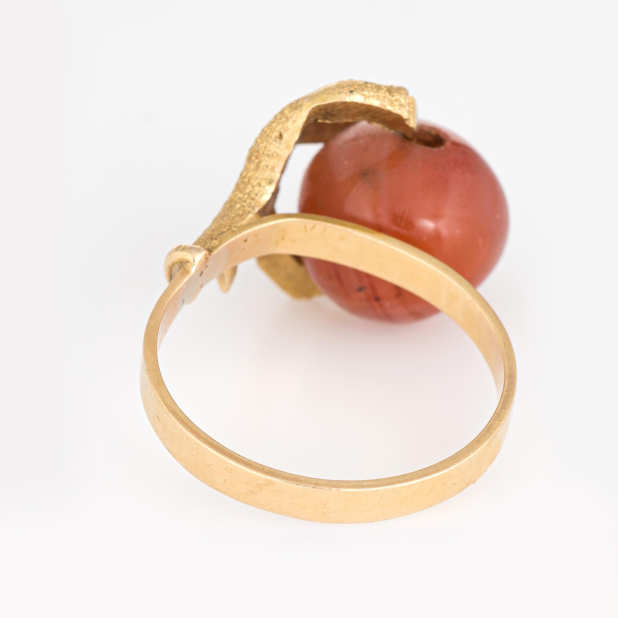 Modern Vintage Dragon Claw Ring 14 Karat Yellow Gold Agate Orb Estate Fine Jewelry