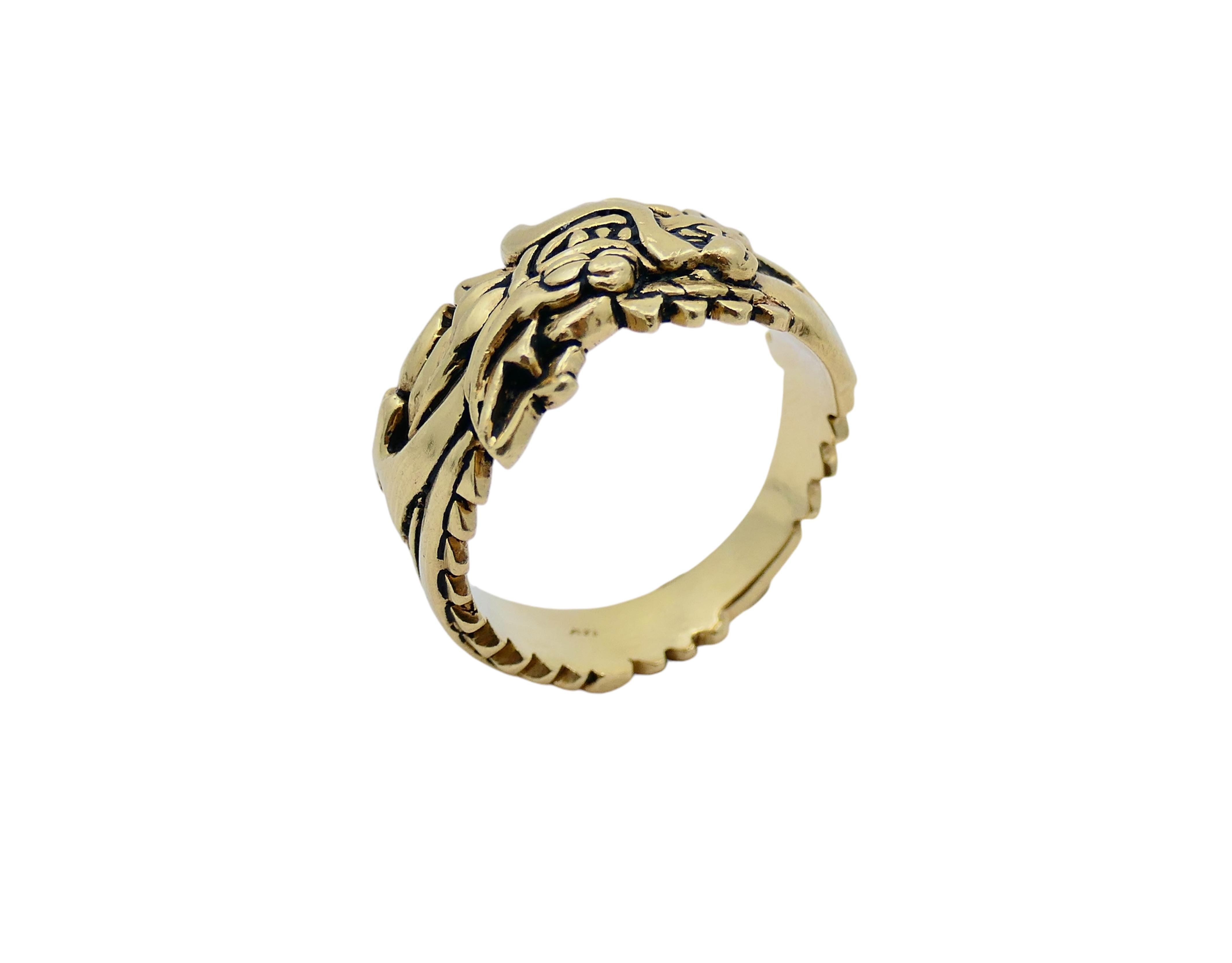Vintage Dragon Ring 14k Gold Men Jewelry 7