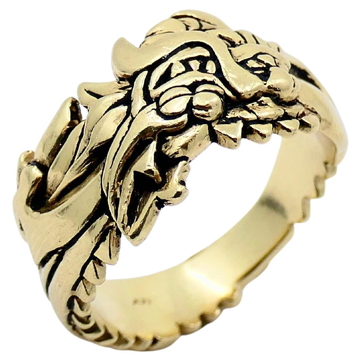 Men's Vintage Dragon Ring 14k Gold Men Jewelry