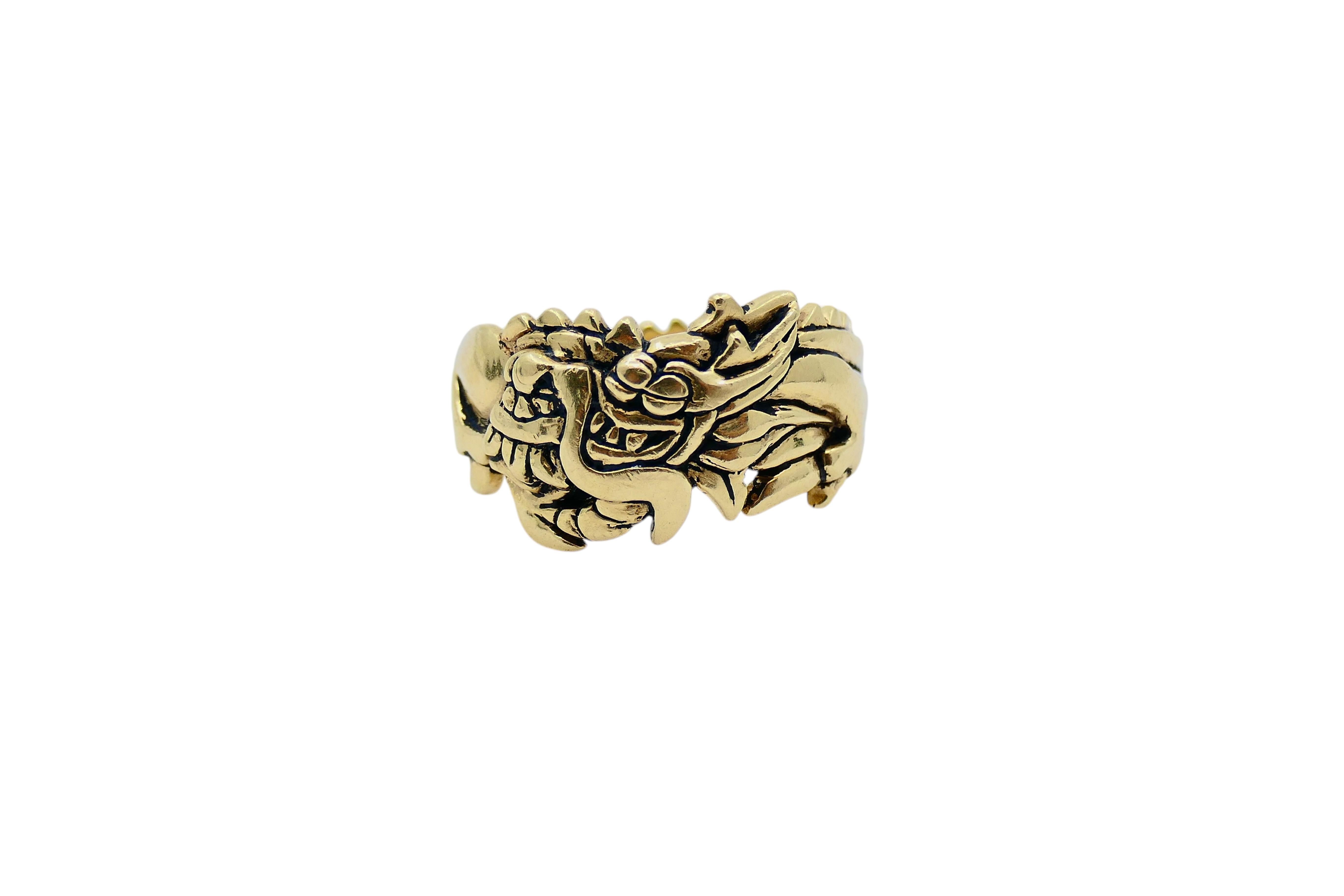 Vintage Dragon Ring 14k Gold Men Jewelry 1