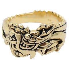 Vintage Dragon Ring 14k Gold Men Jewelry
