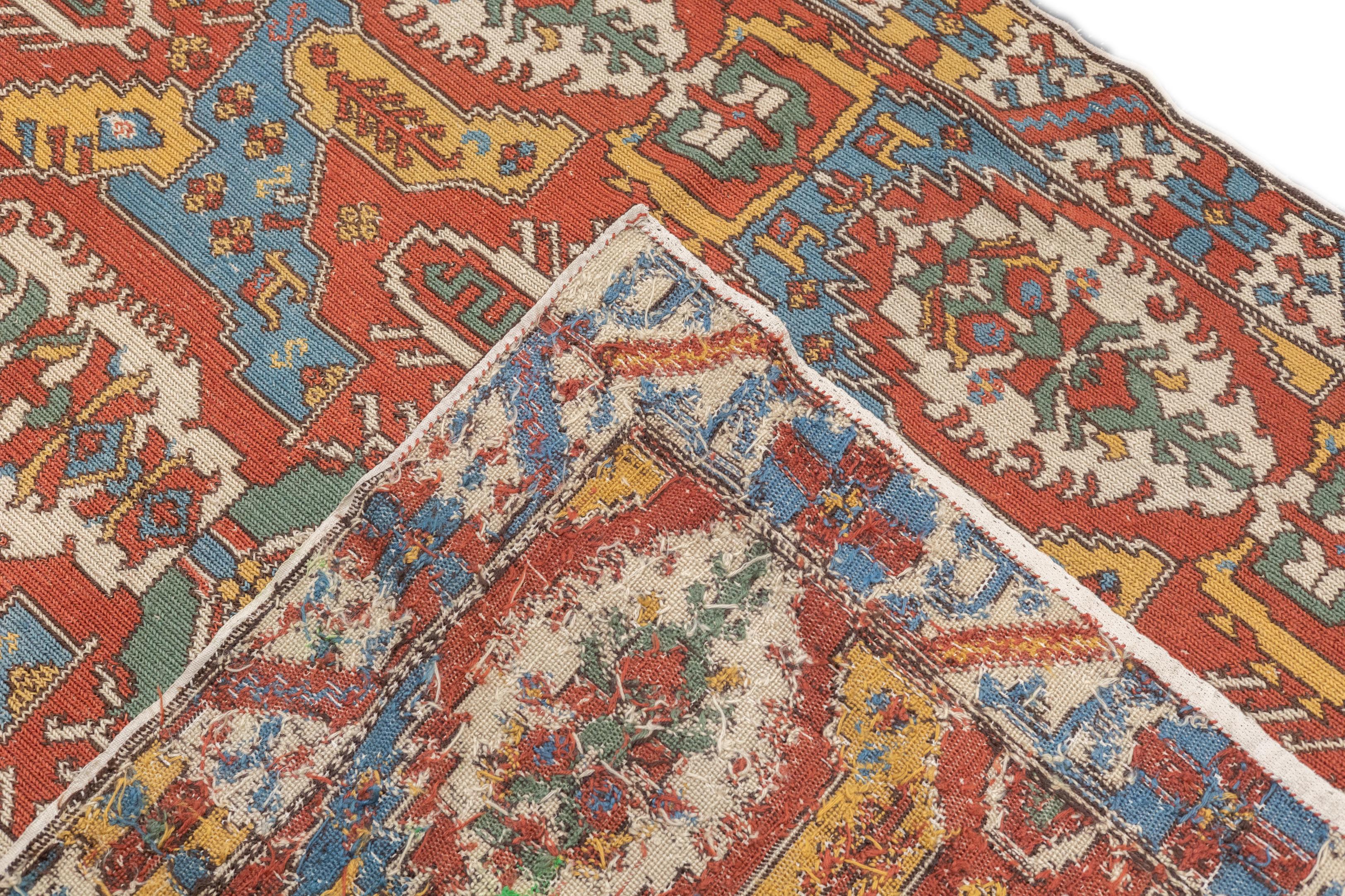 Vintage Drachen-Sumak-Teppich 4'11'' x 8'2'' im Angebot 4