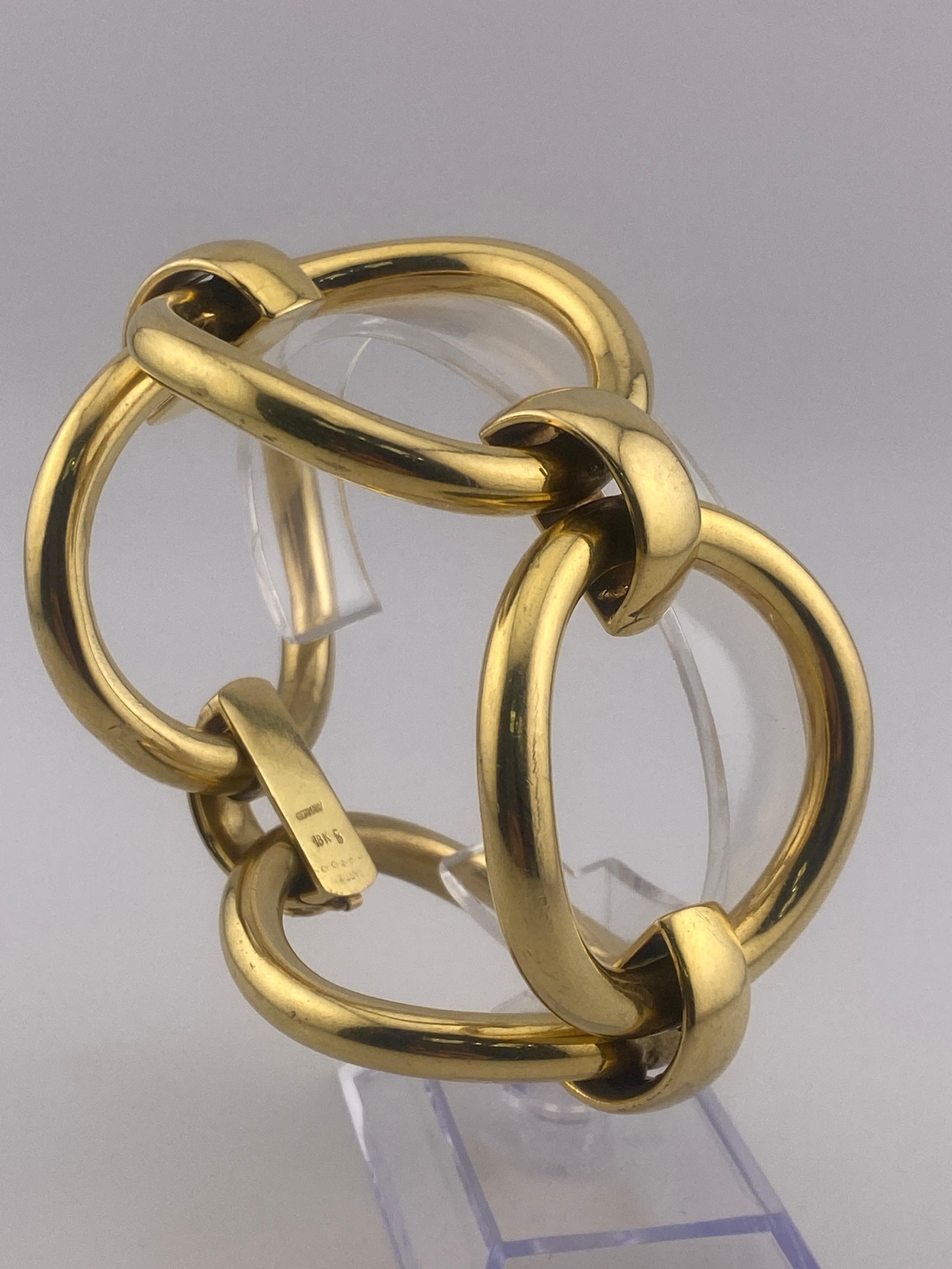 Bracelet vintage et dramatique à maillons ronds surdimensionnés en or jaune 18 carats Unisexe en vente